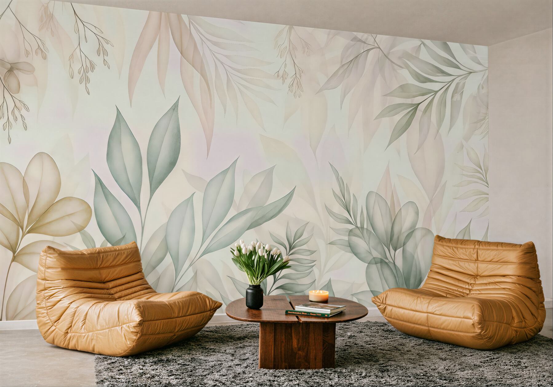 Fototapeta pastelowe liście w lekkiej mgiełce
