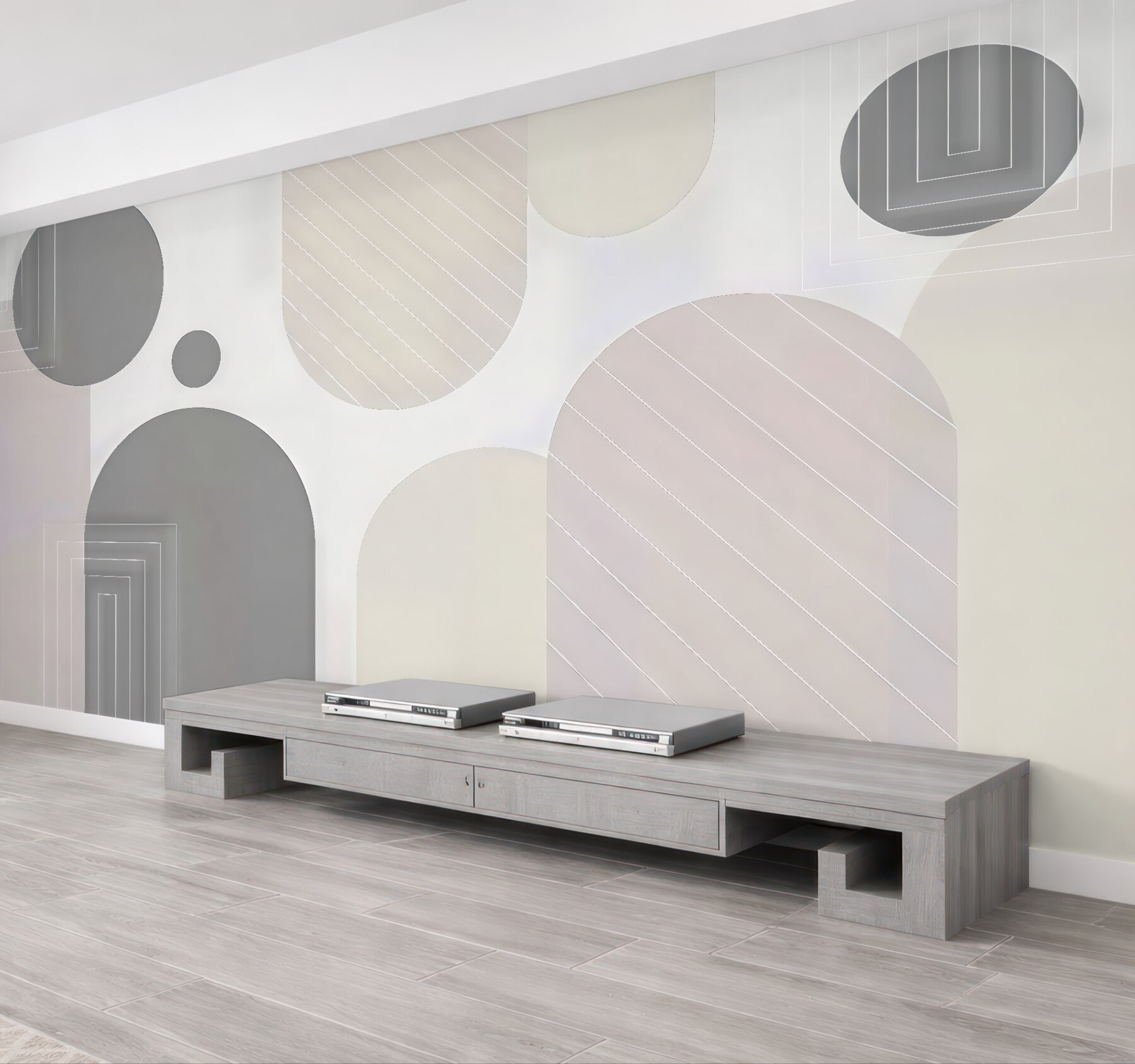 Fototapeta geometryczna harmonia w pastelowym minimalizmie