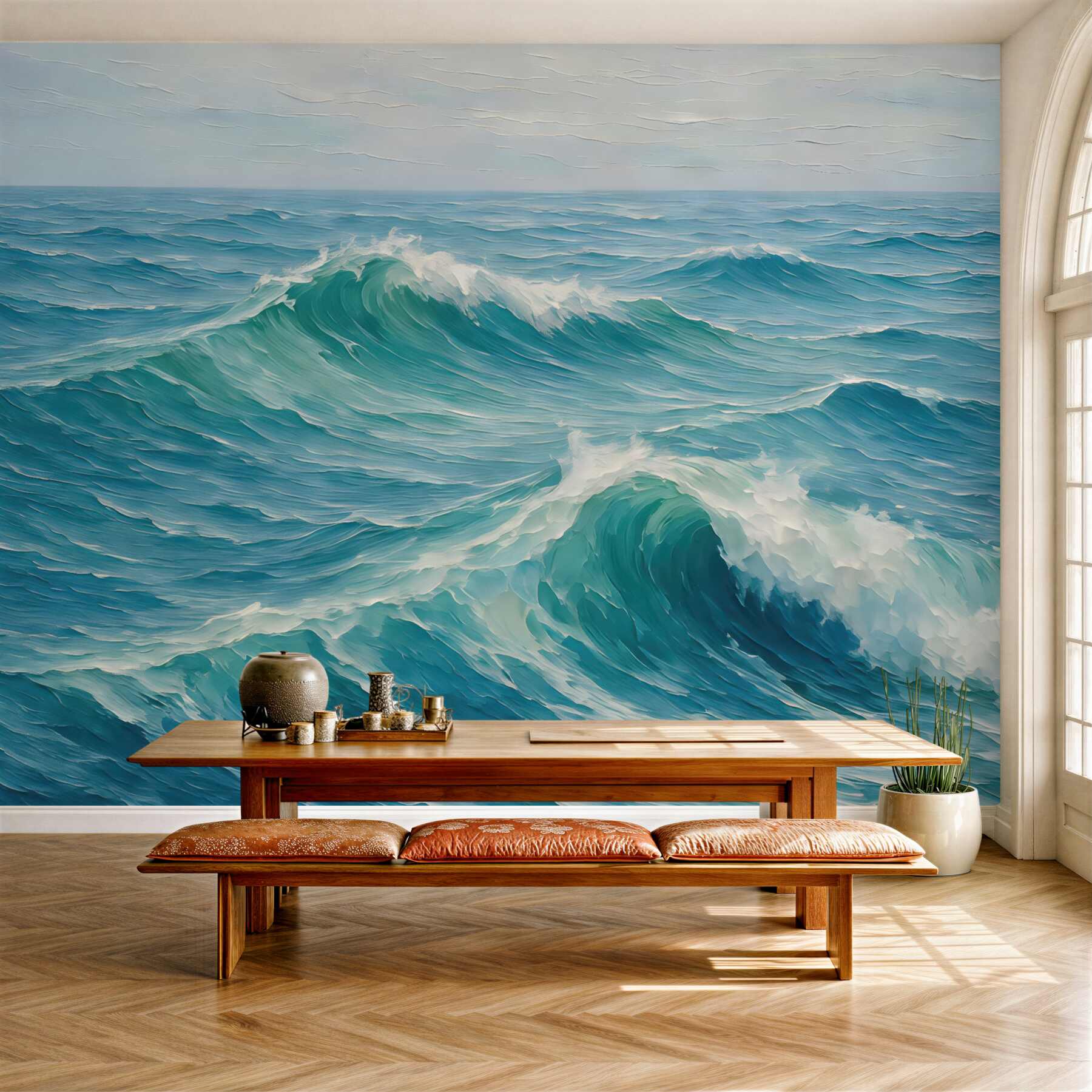 Fototapeta turkusowe fale spokojnego oceanu