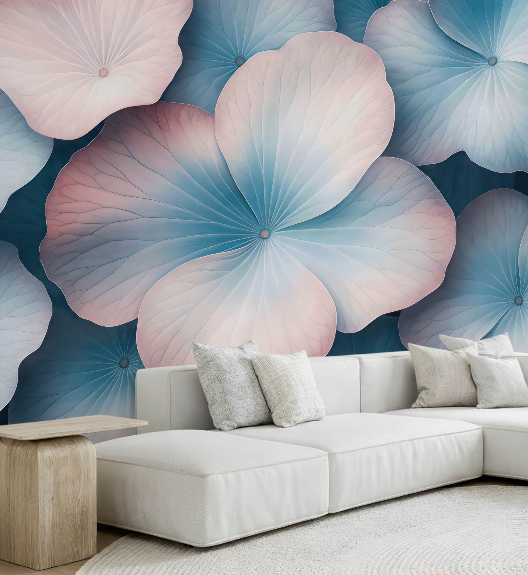 Fototapeta pastelowe kwiaty w błękitnym blasku