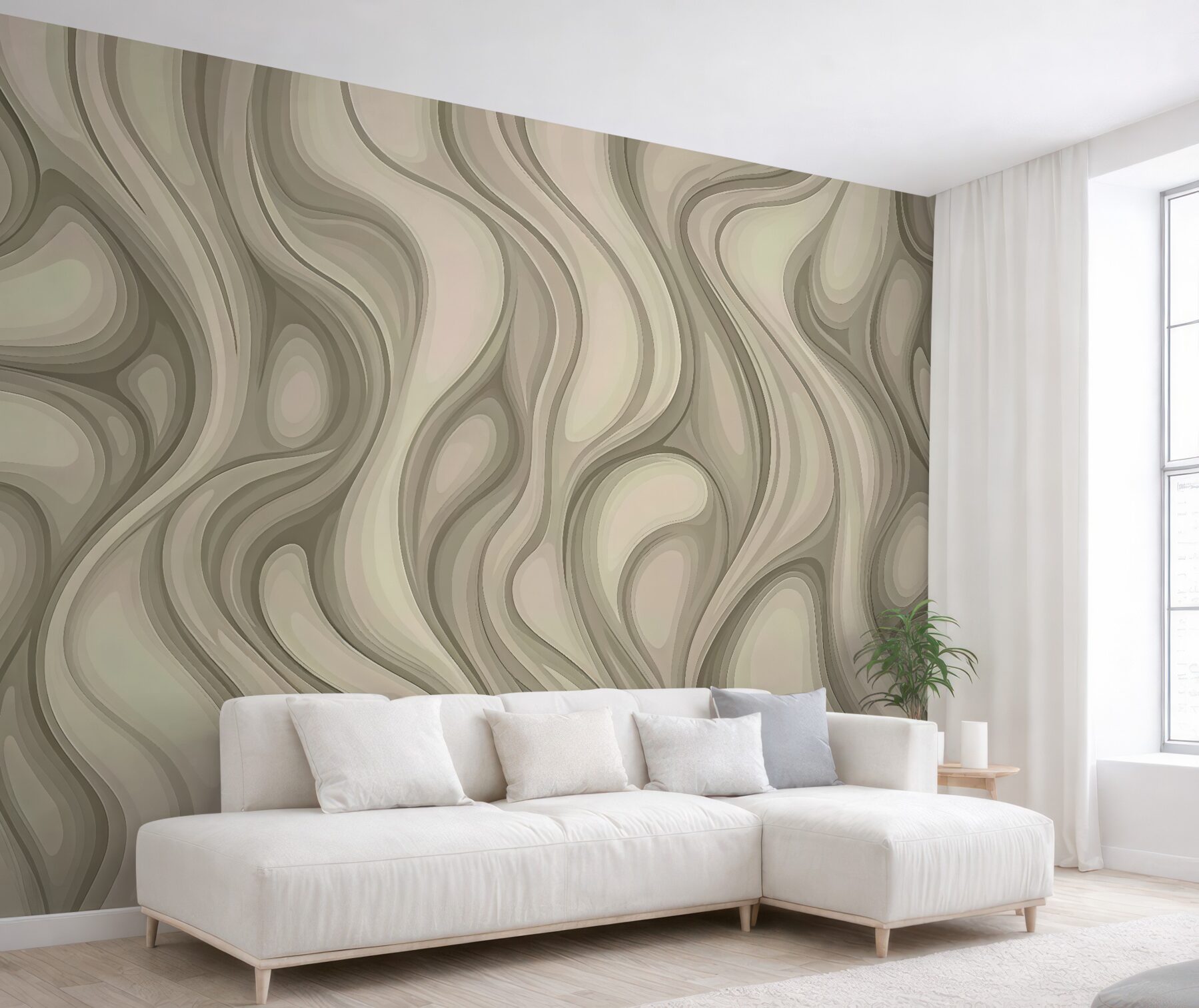 Fototapeta beżowe płynne linie organiczne