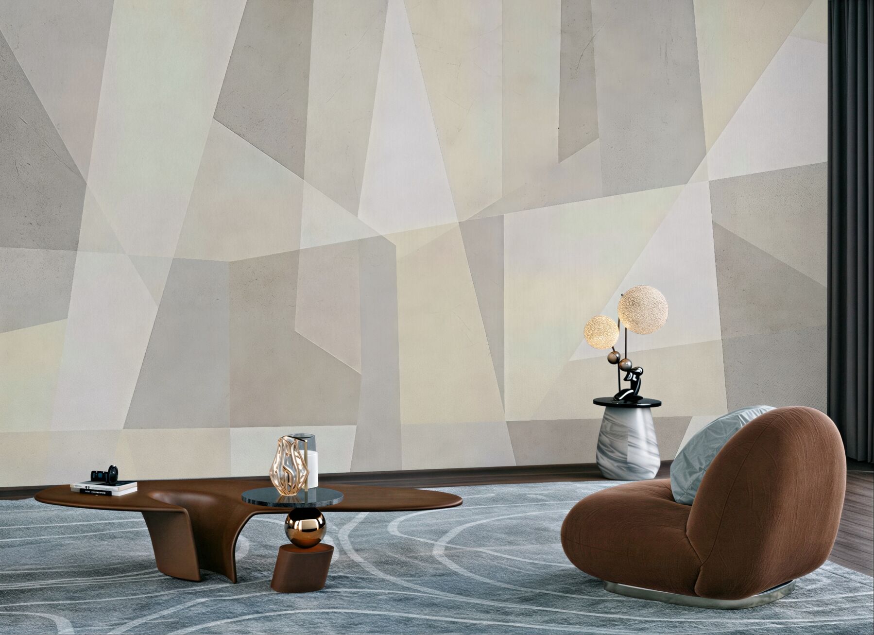 Fototapeta subtelna geometryczna mozaika w beżach