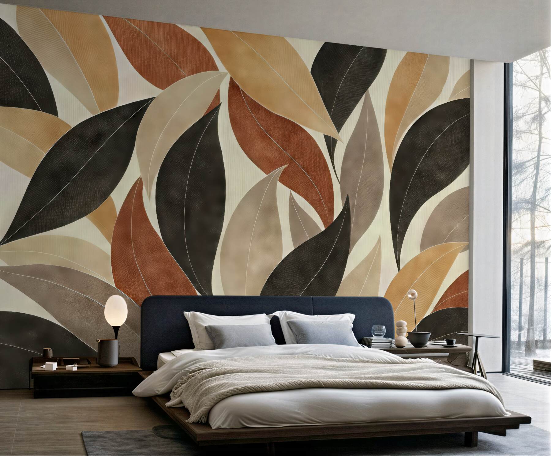 Fototapeta abstrakcyjne liście w ciepłych beżach