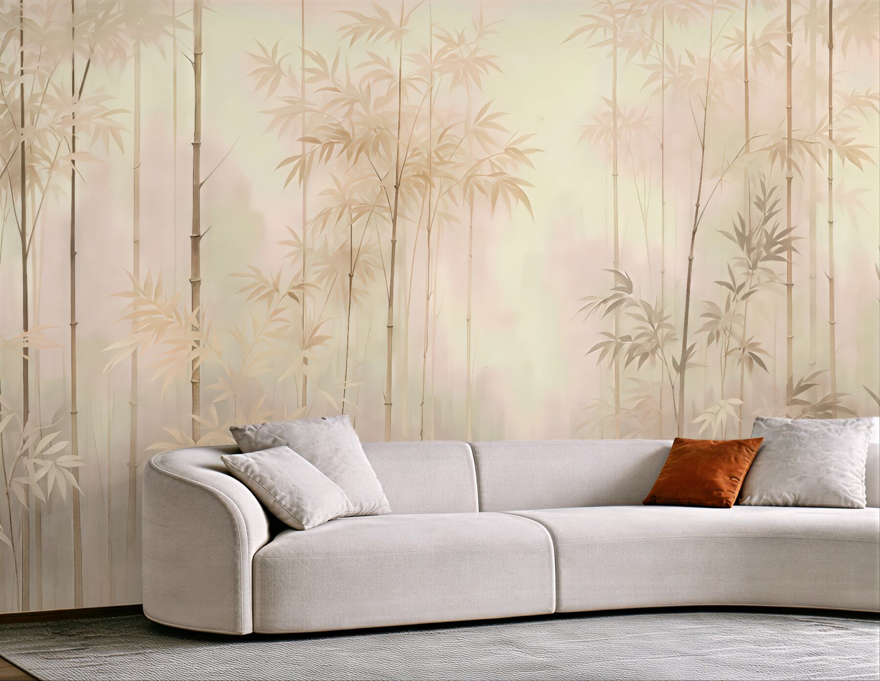 Fototapeta mglisty bambusowy las w beżach