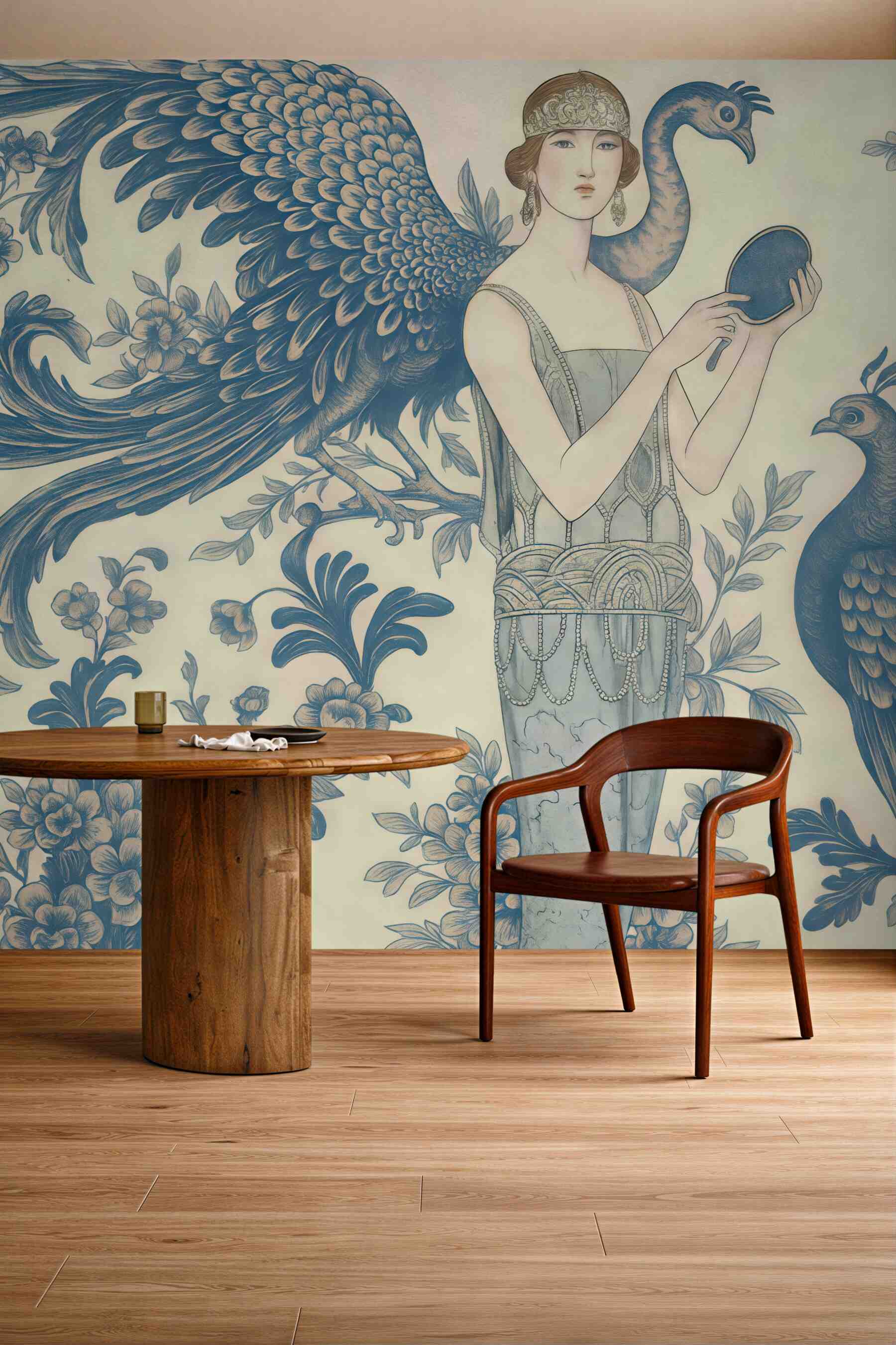 Fototapeta art déco z pawiami