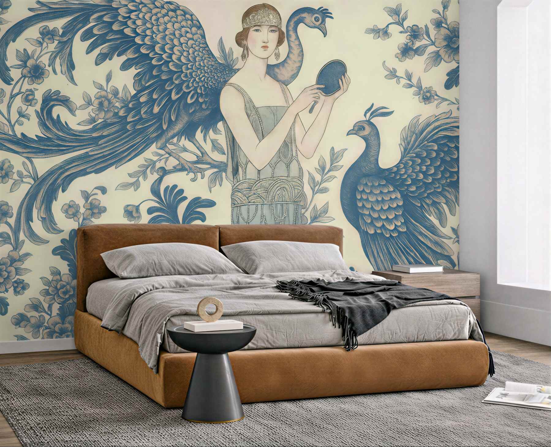 Fototapeta art déco z pawiami