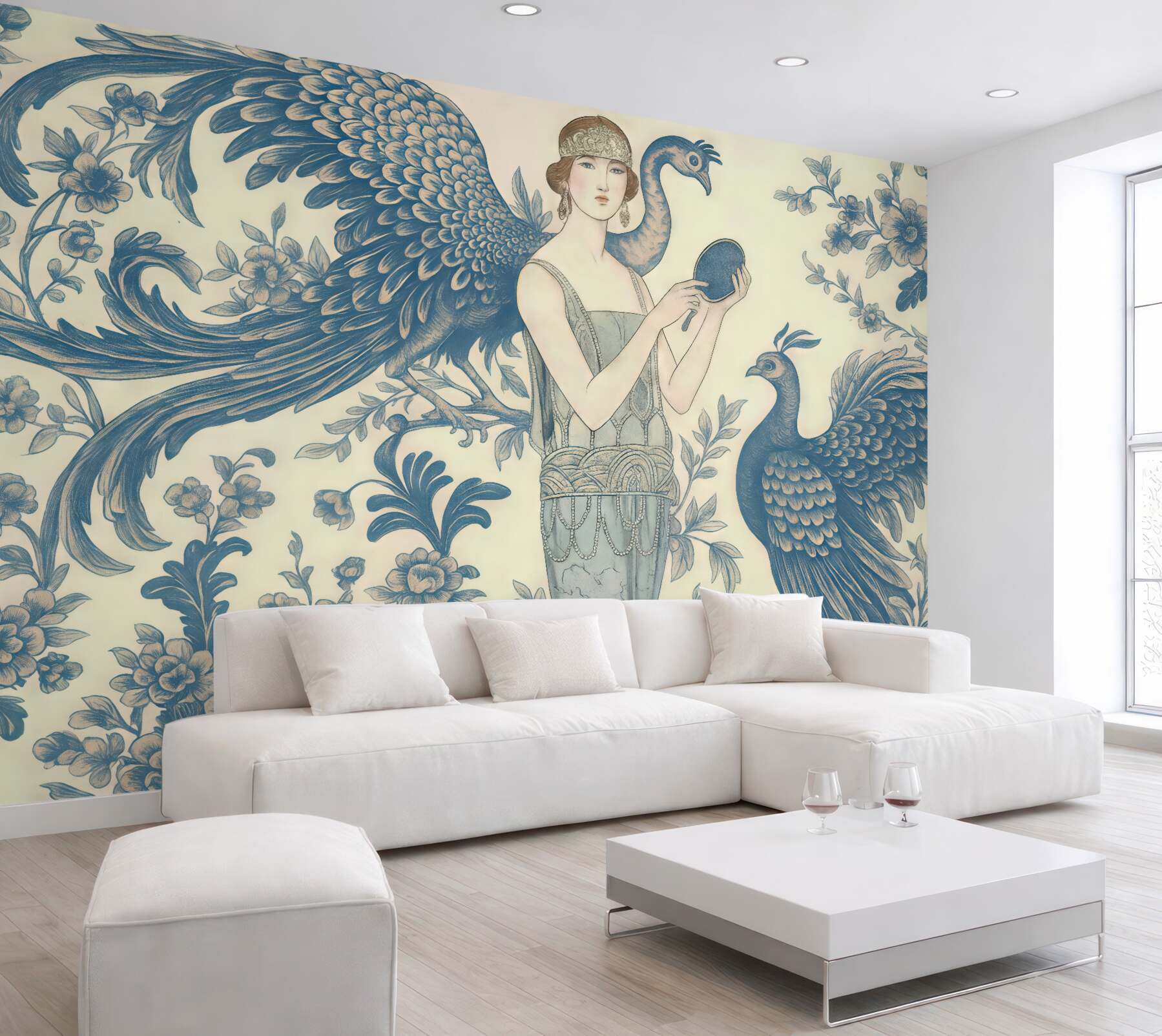 Fototapeta art déco z pawiami