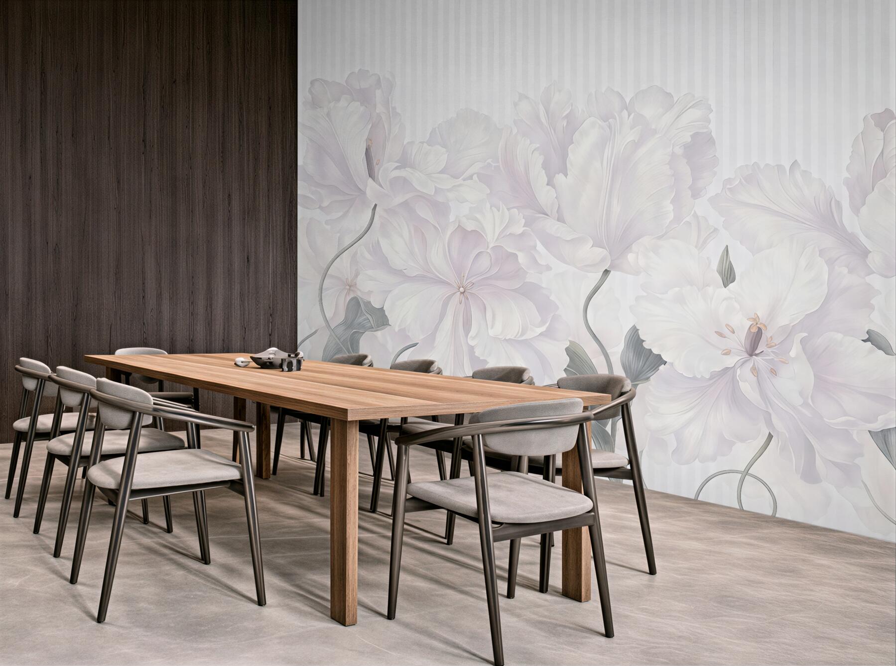 Fototapeta kremowe peonie w subtelnych pasach