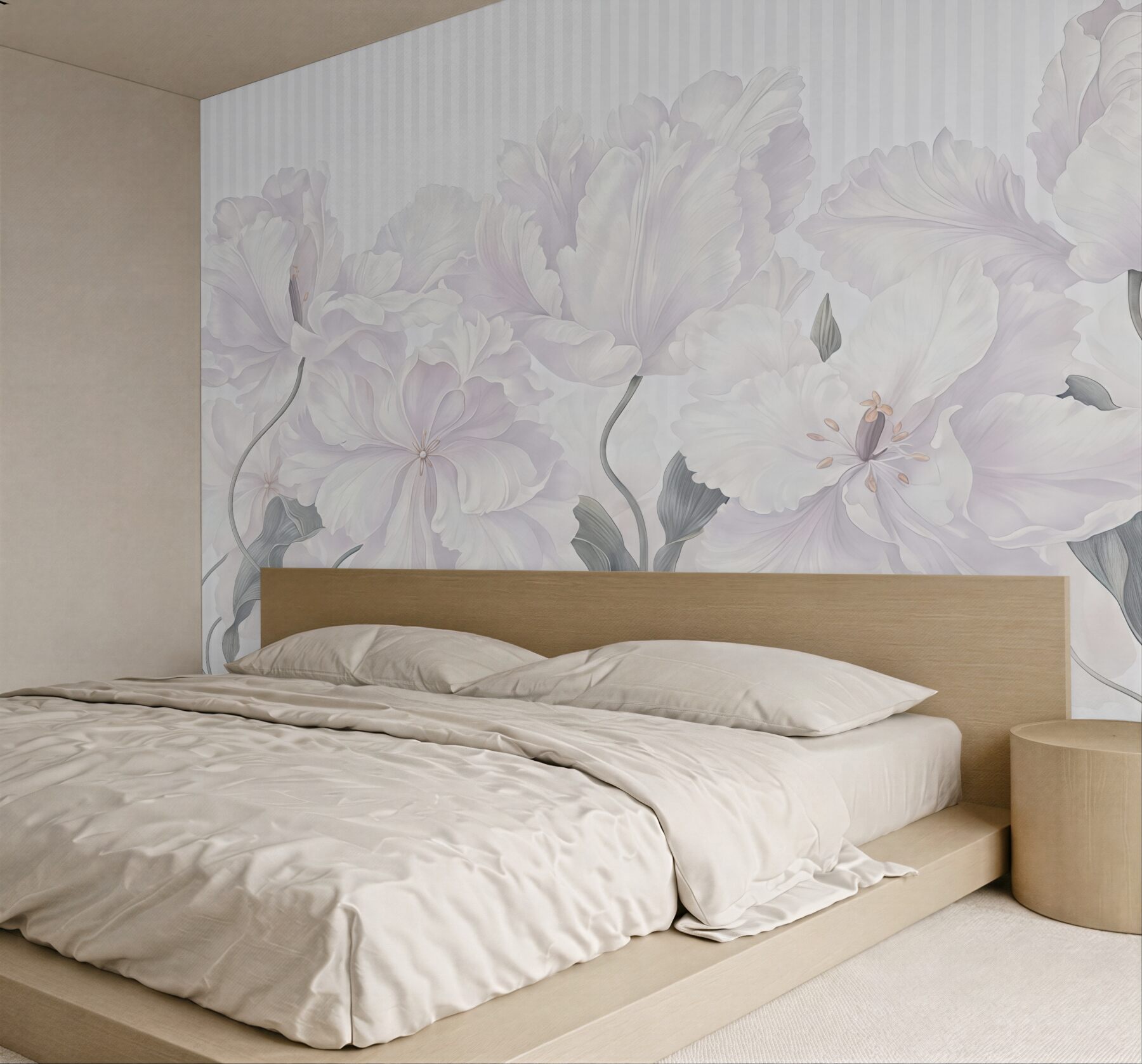 Fototapeta kremowe peonie w subtelnych pasach
