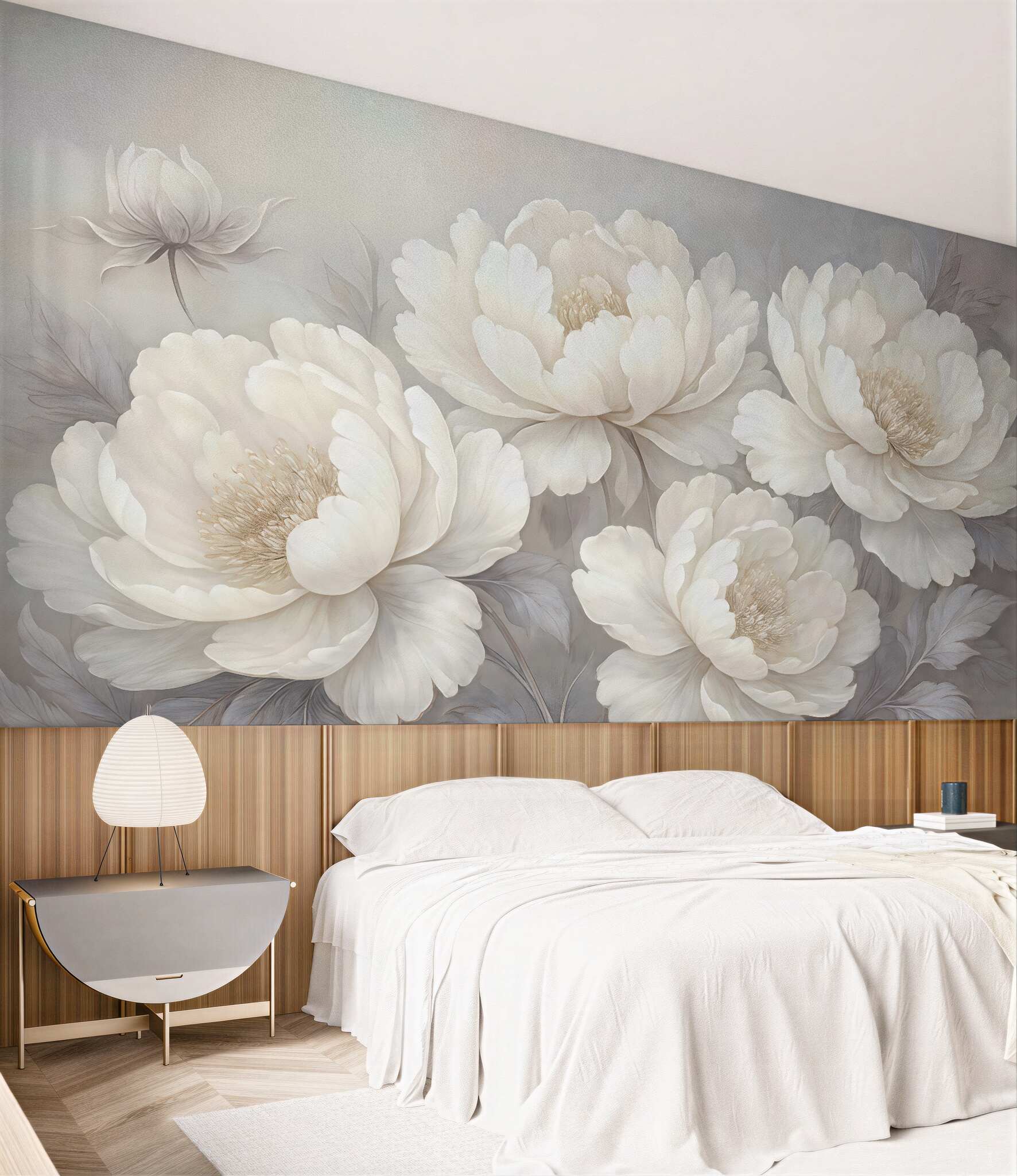 Fototapeta kremowe piwonie w subtelnej poświacie