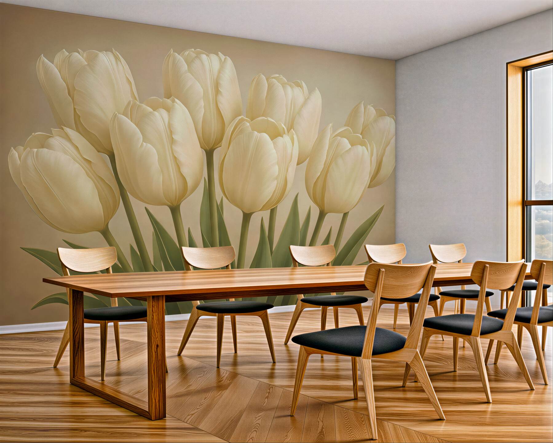 Fototapeta eleganckie waniliowe tulipany