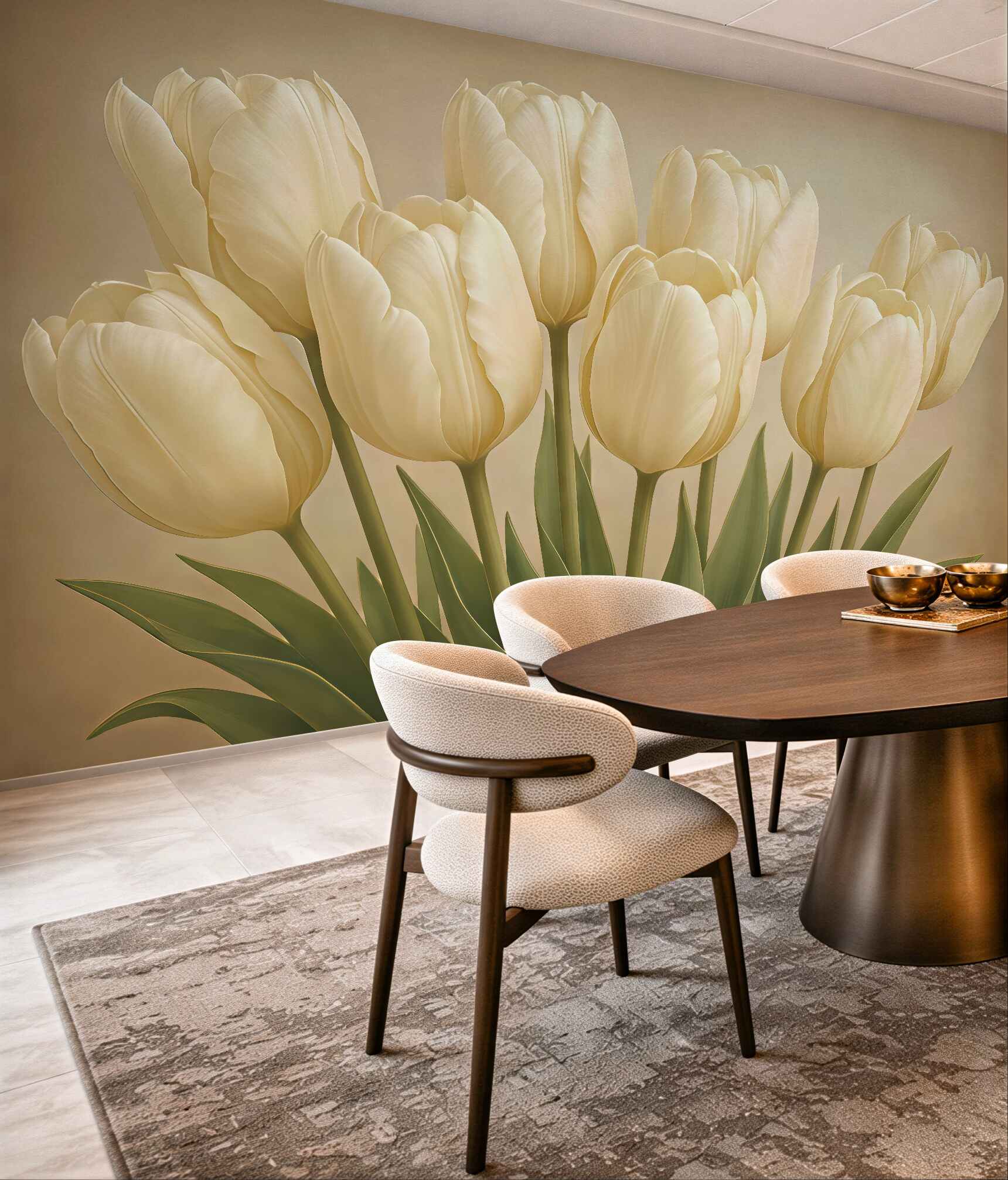 Fototapeta eleganckie waniliowe tulipany