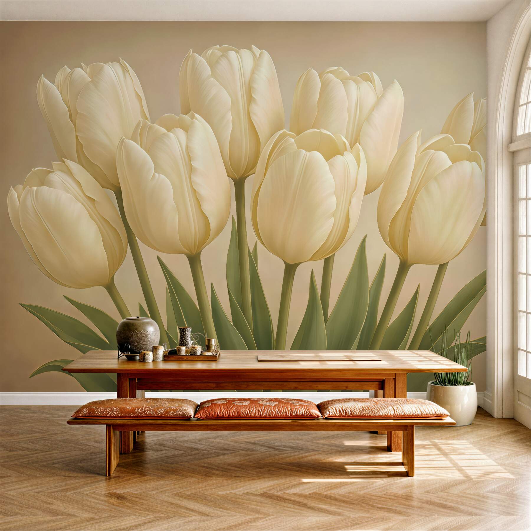 Fototapeta eleganckie waniliowe tulipany