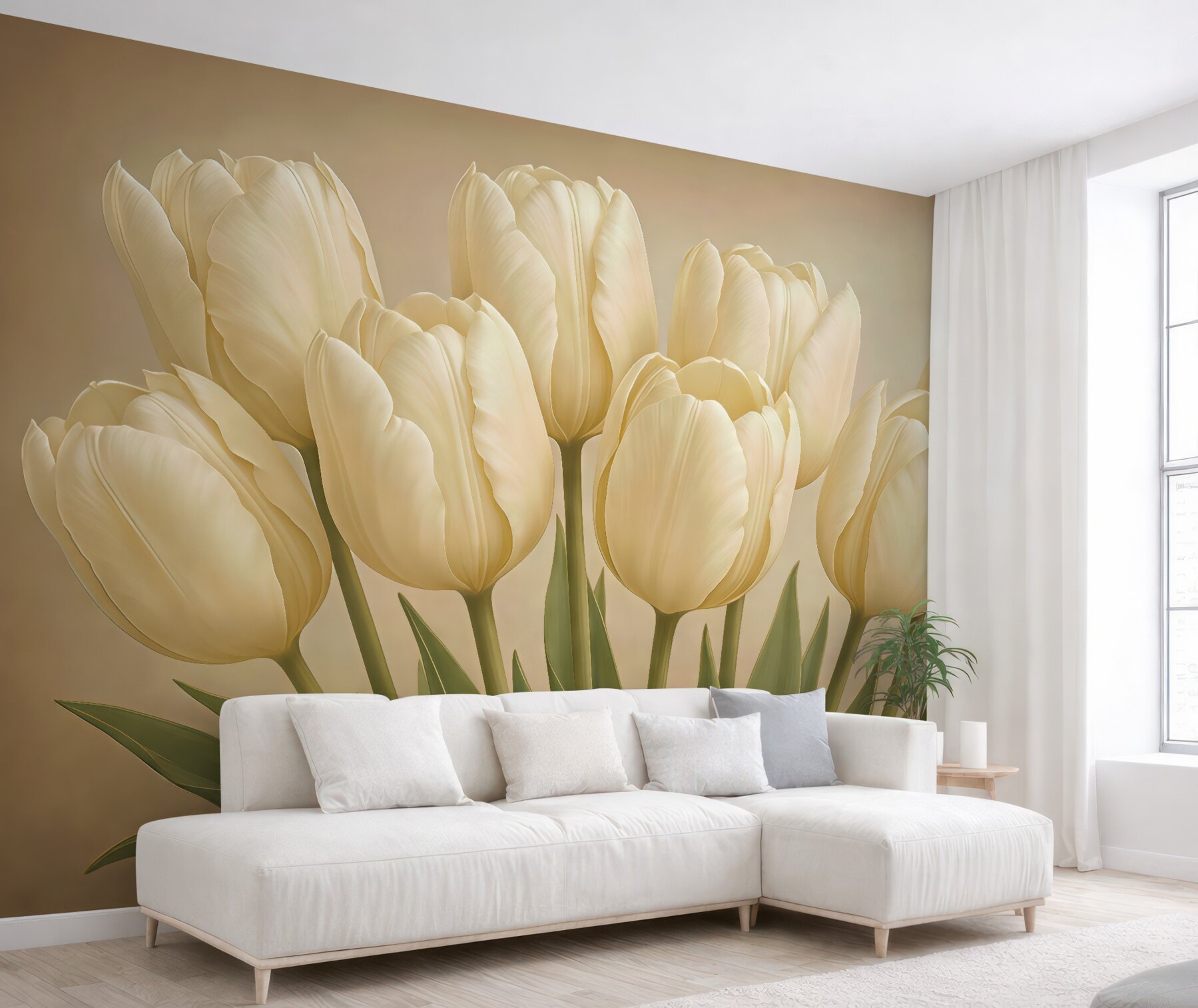Fototapeta eleganckie waniliowe tulipany