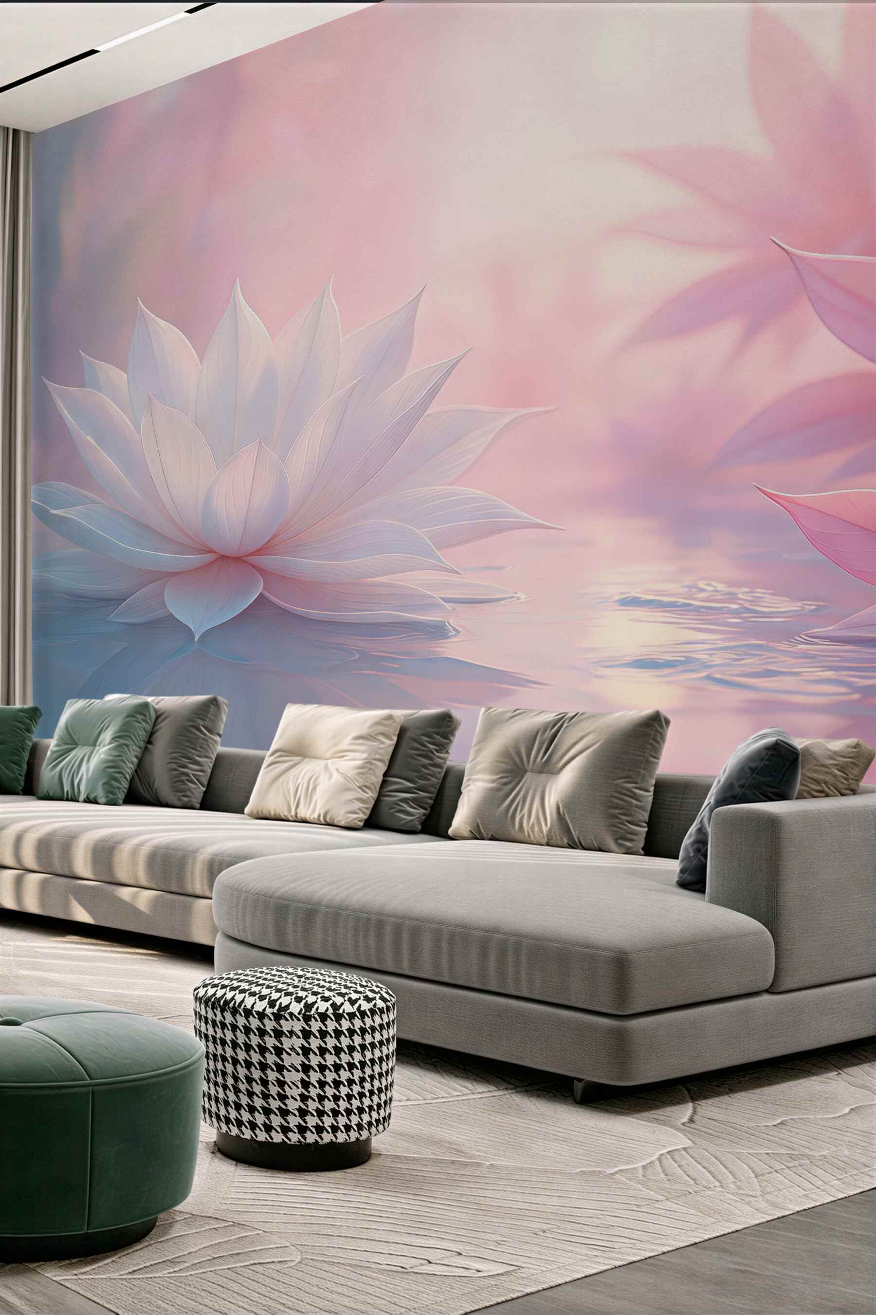 Fototapeta różowe lotosy w sennym blasku