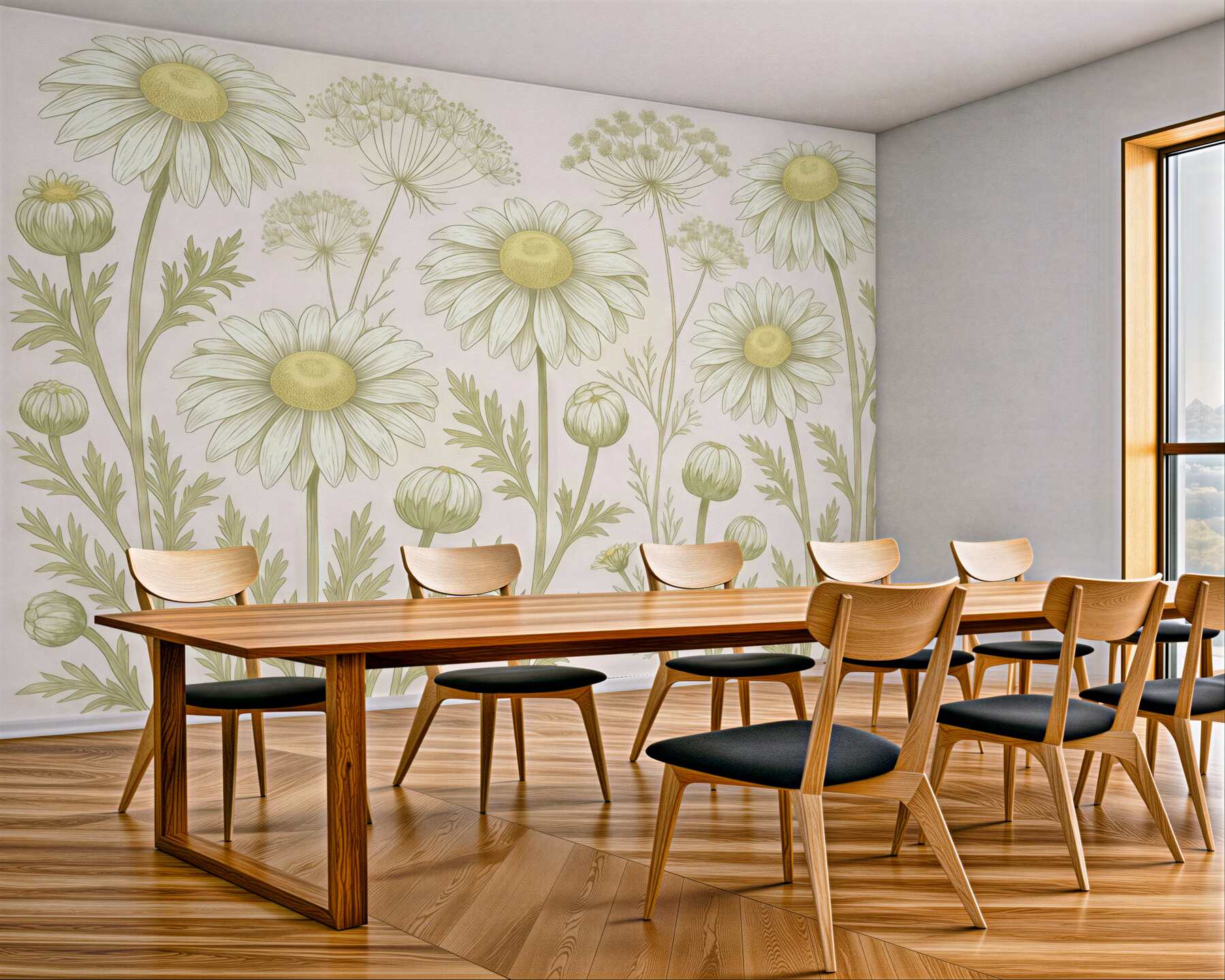 Fototapeta pastelowe margaretki w botanicznym stylu