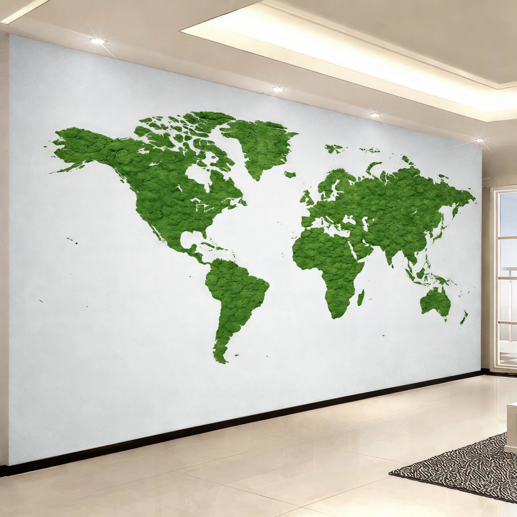 Fototapeta mapa świata z zielonego mchu