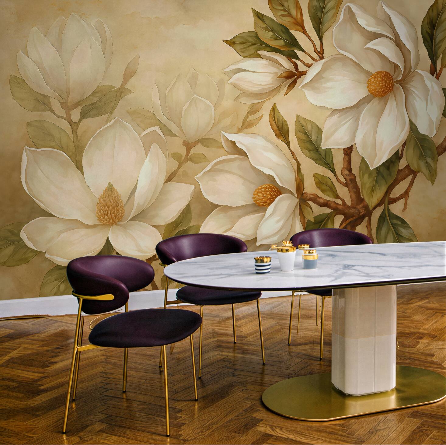 Fototapeta kremowe magnolie w eleganckim wydaniu