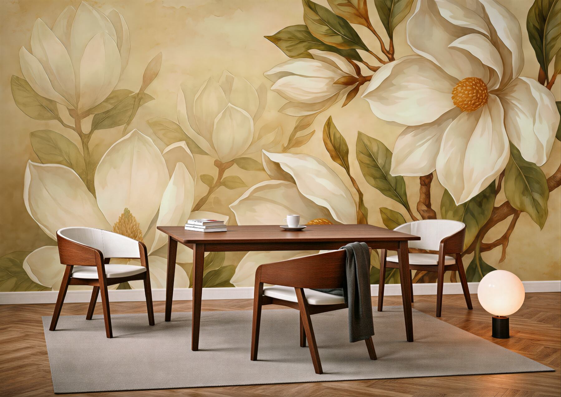 Fototapeta kremowe magnolie w eleganckim wydaniu