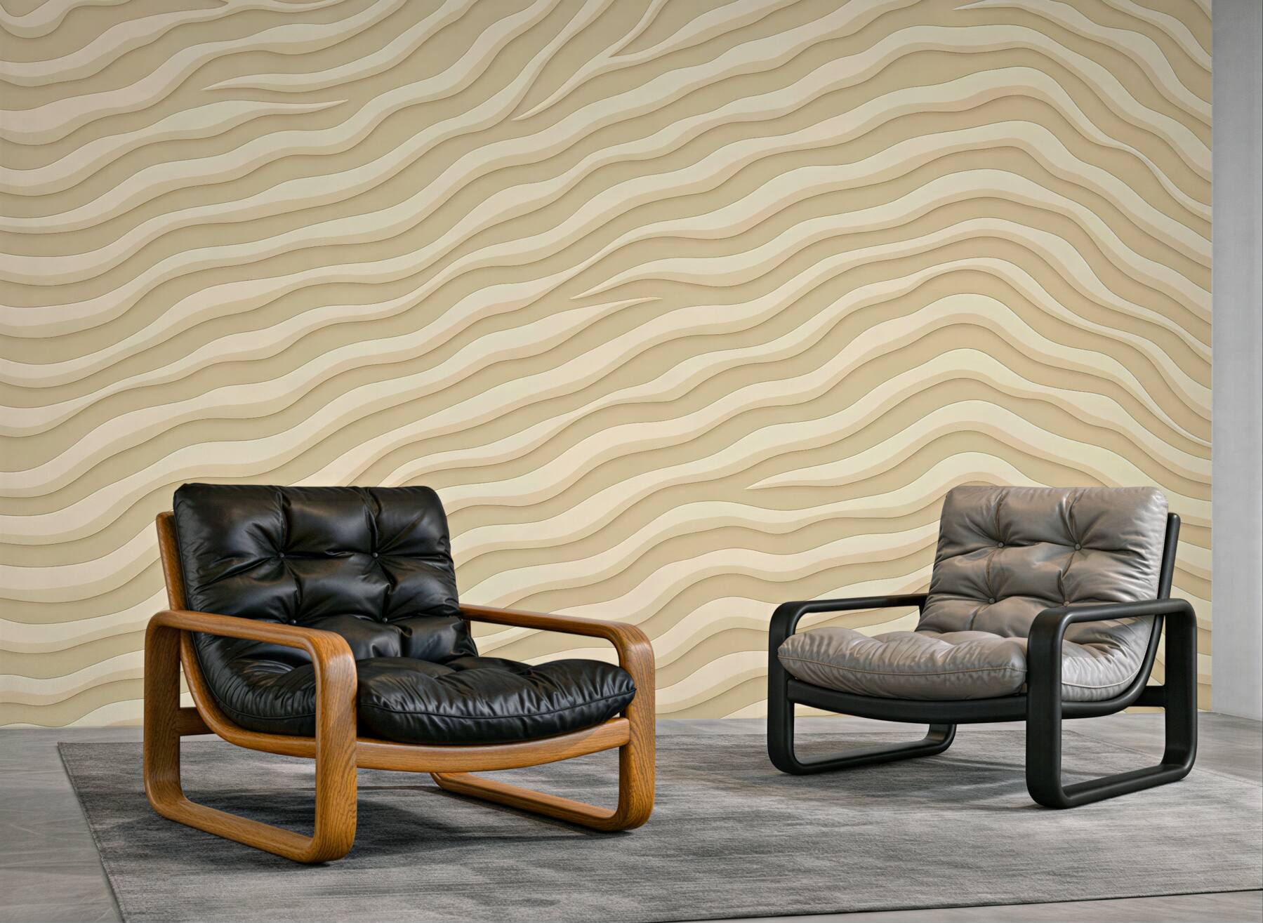 Fototapeta beżowe falujące linie 3d