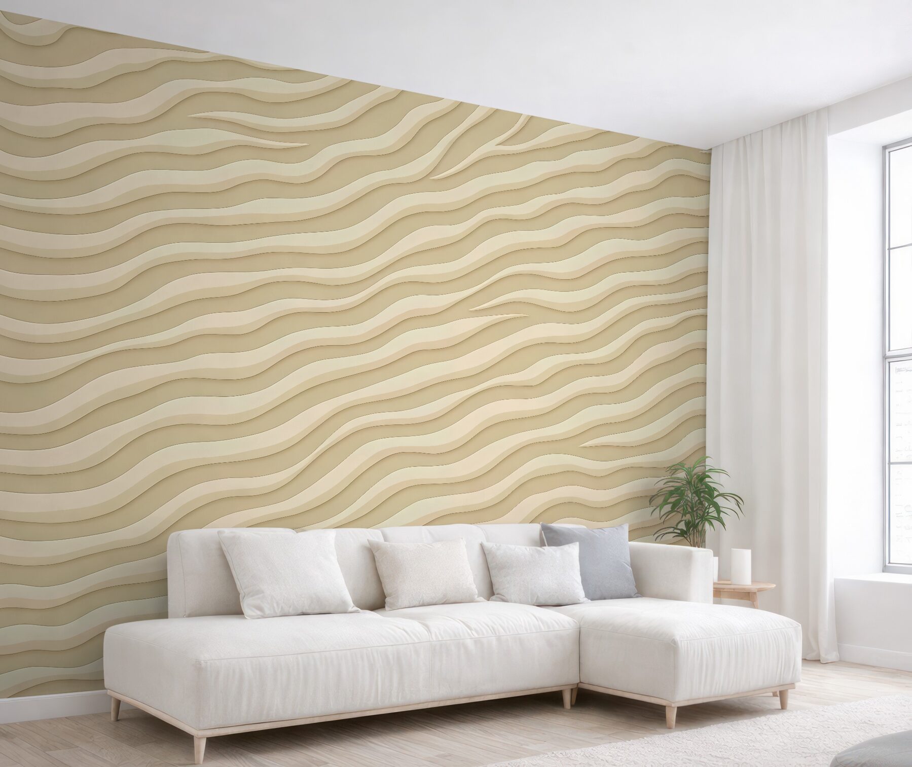 Fototapeta beżowe falujące linie 3d