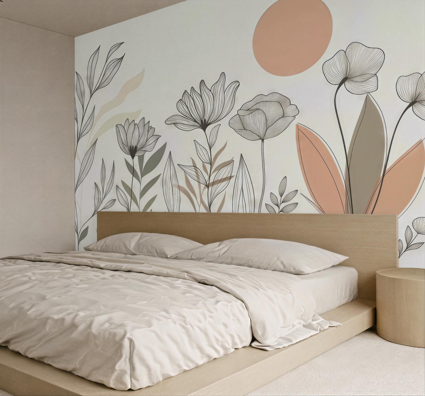 Fototapeta delikatna łąka w stylu line art