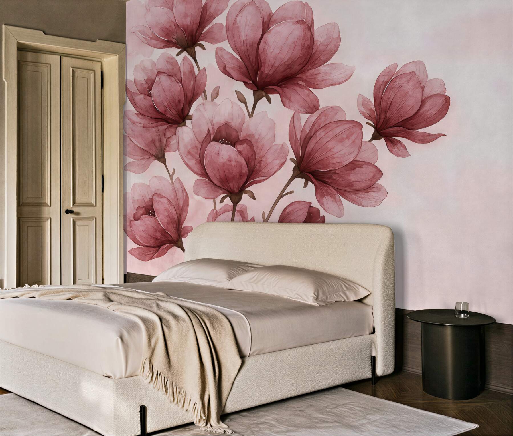 Fototapeta pudrowe magnolie w subtelnej akwareli