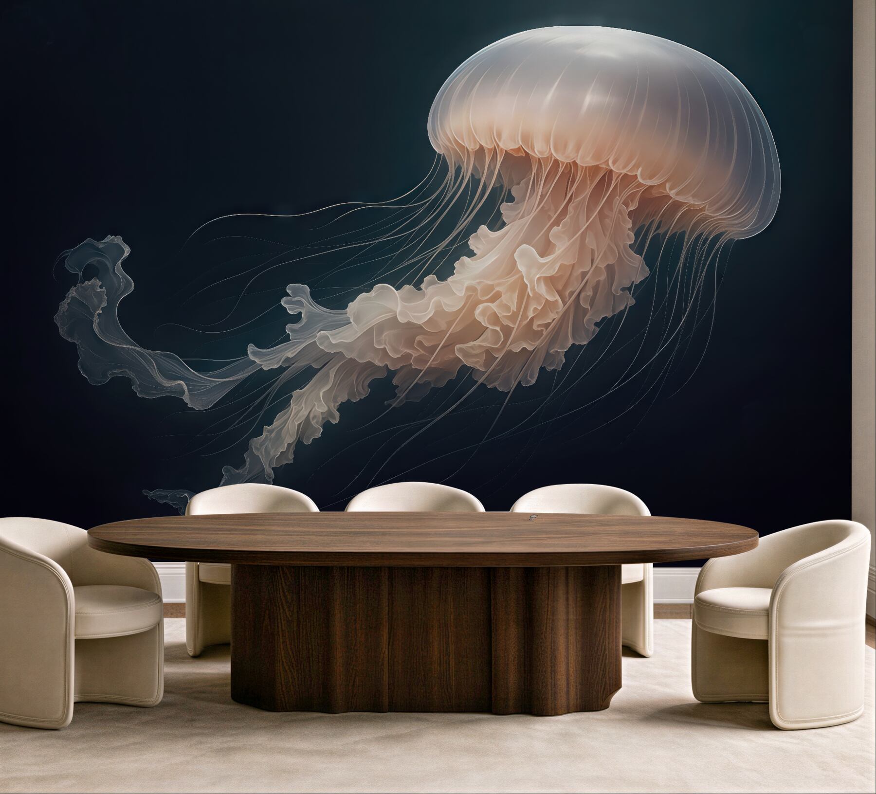 Fototapeta eteryczna meduza w morskiej ciemni