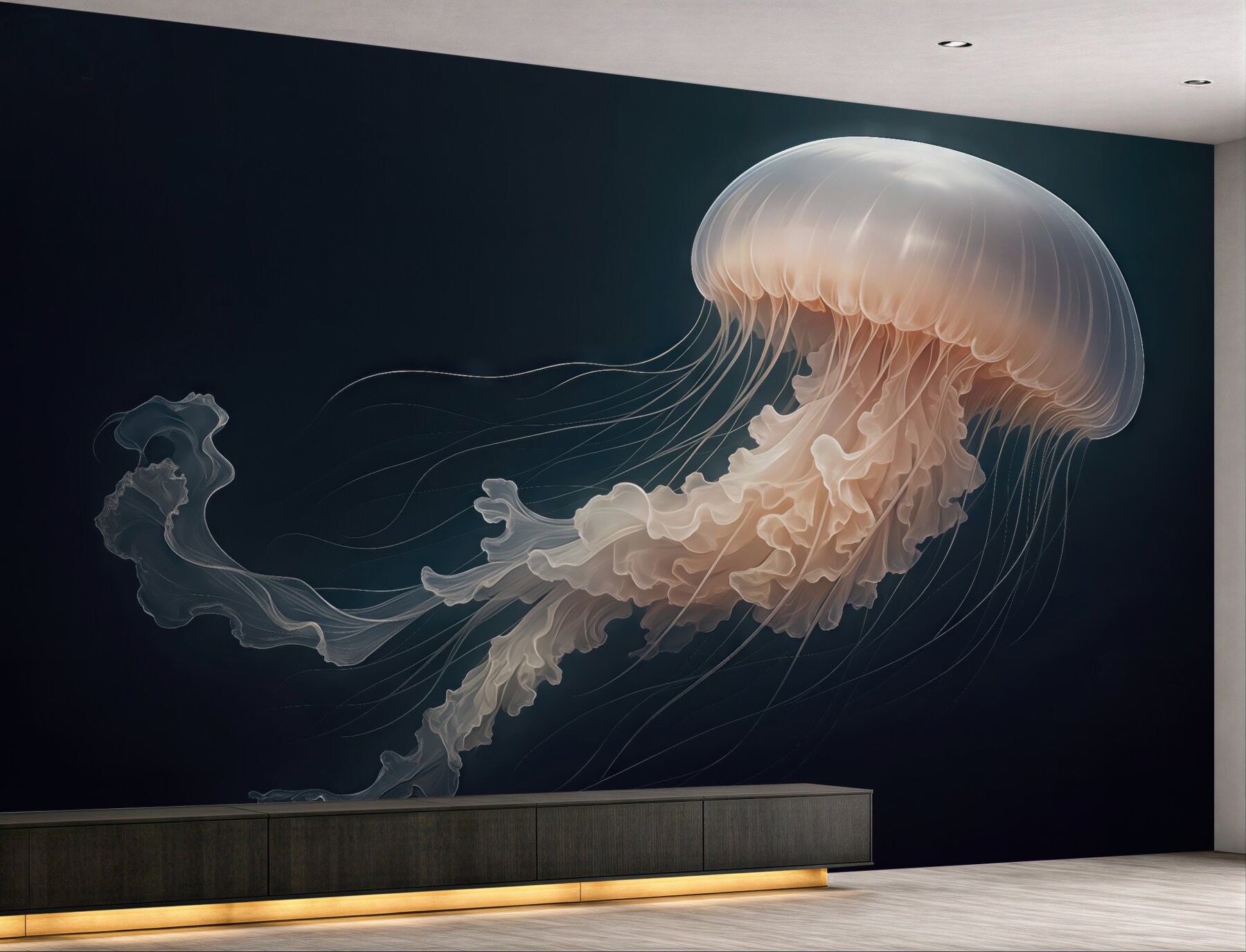 Fototapeta eteryczna meduza w morskiej ciemni