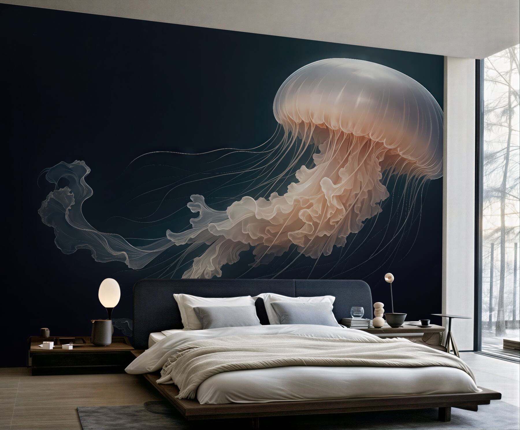 Fototapeta eteryczna meduza w morskiej ciemni