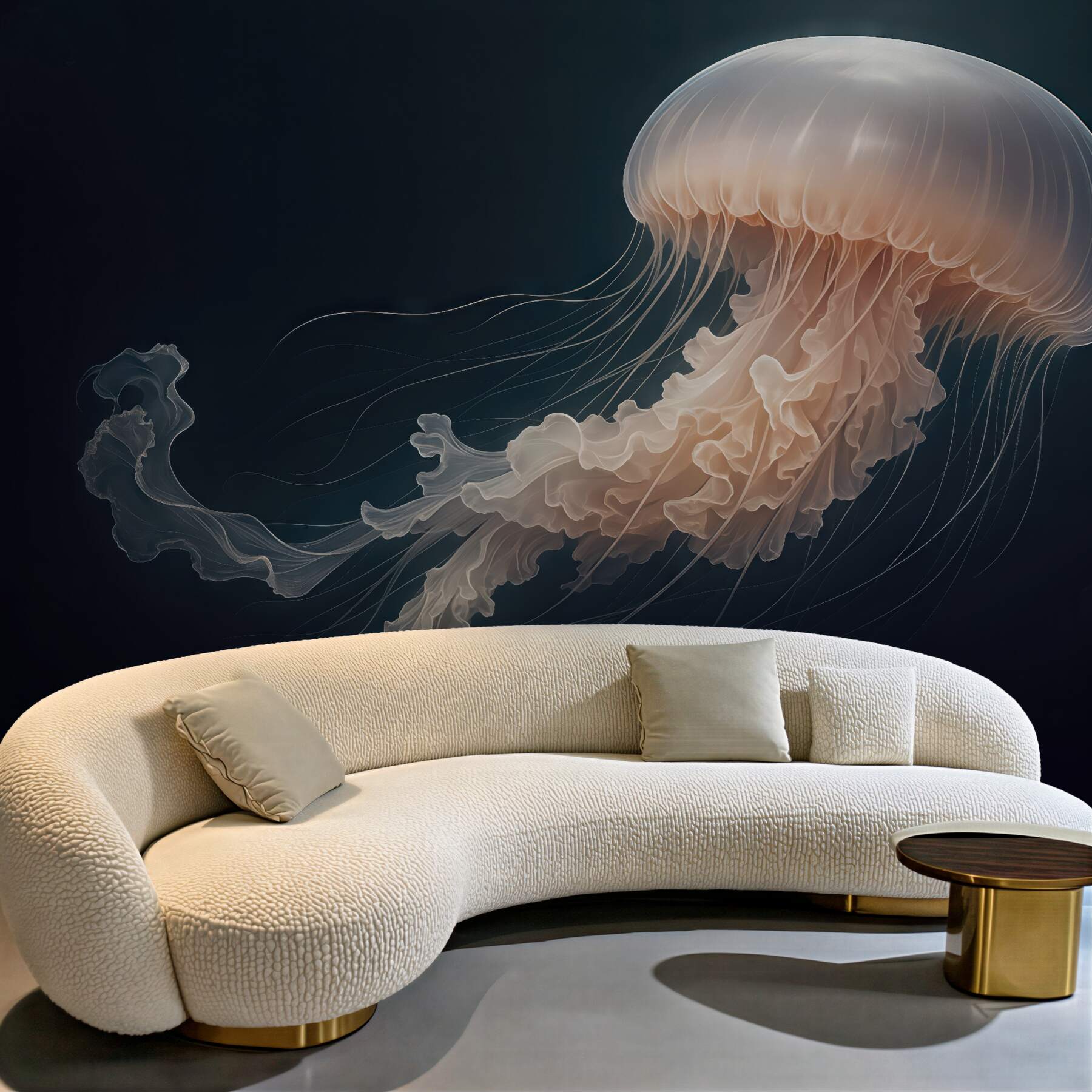 Fototapeta eteryczna meduza w morskiej ciemni