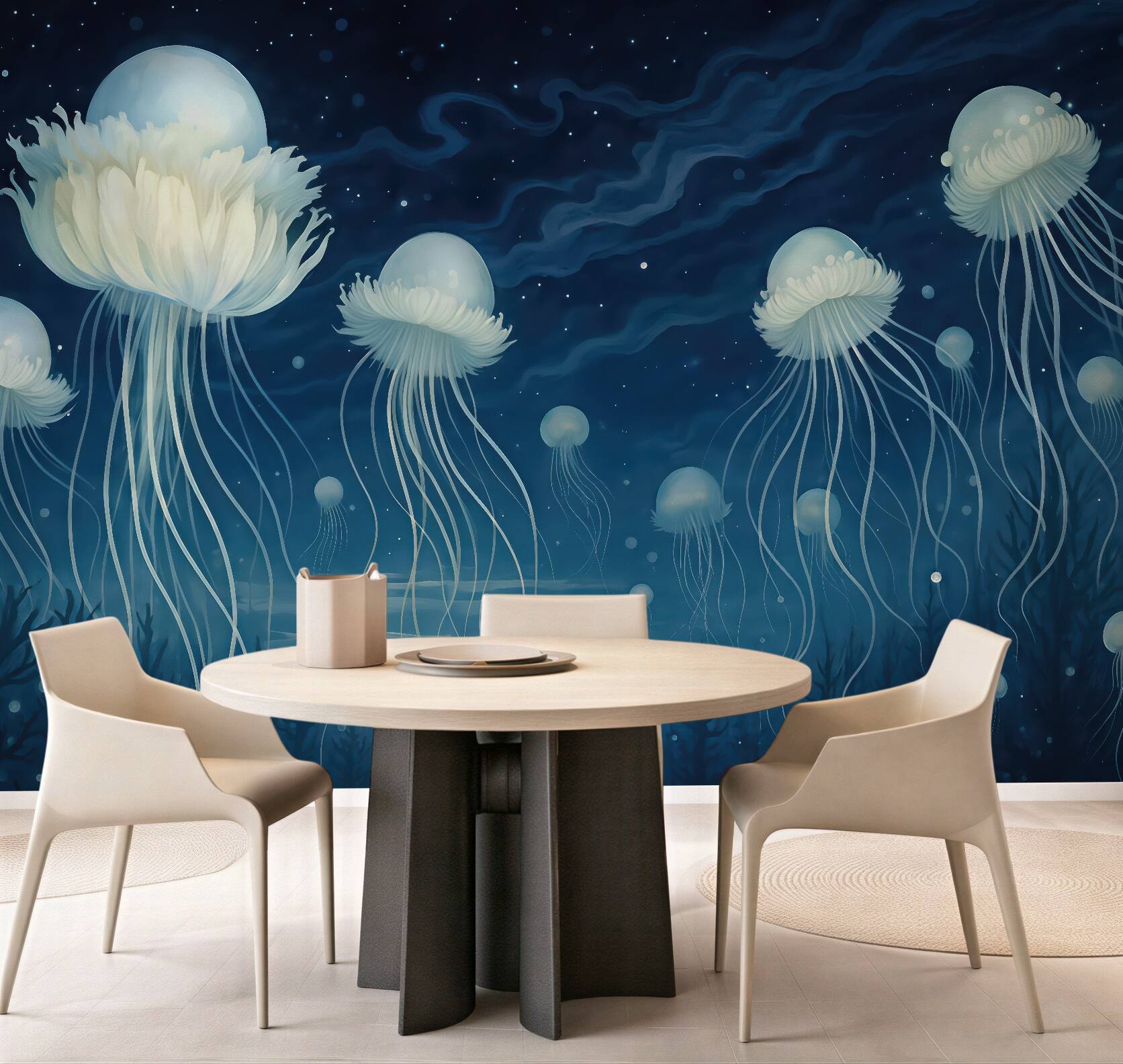 Fototapeta magiczne meduzy w nocnym oceanie