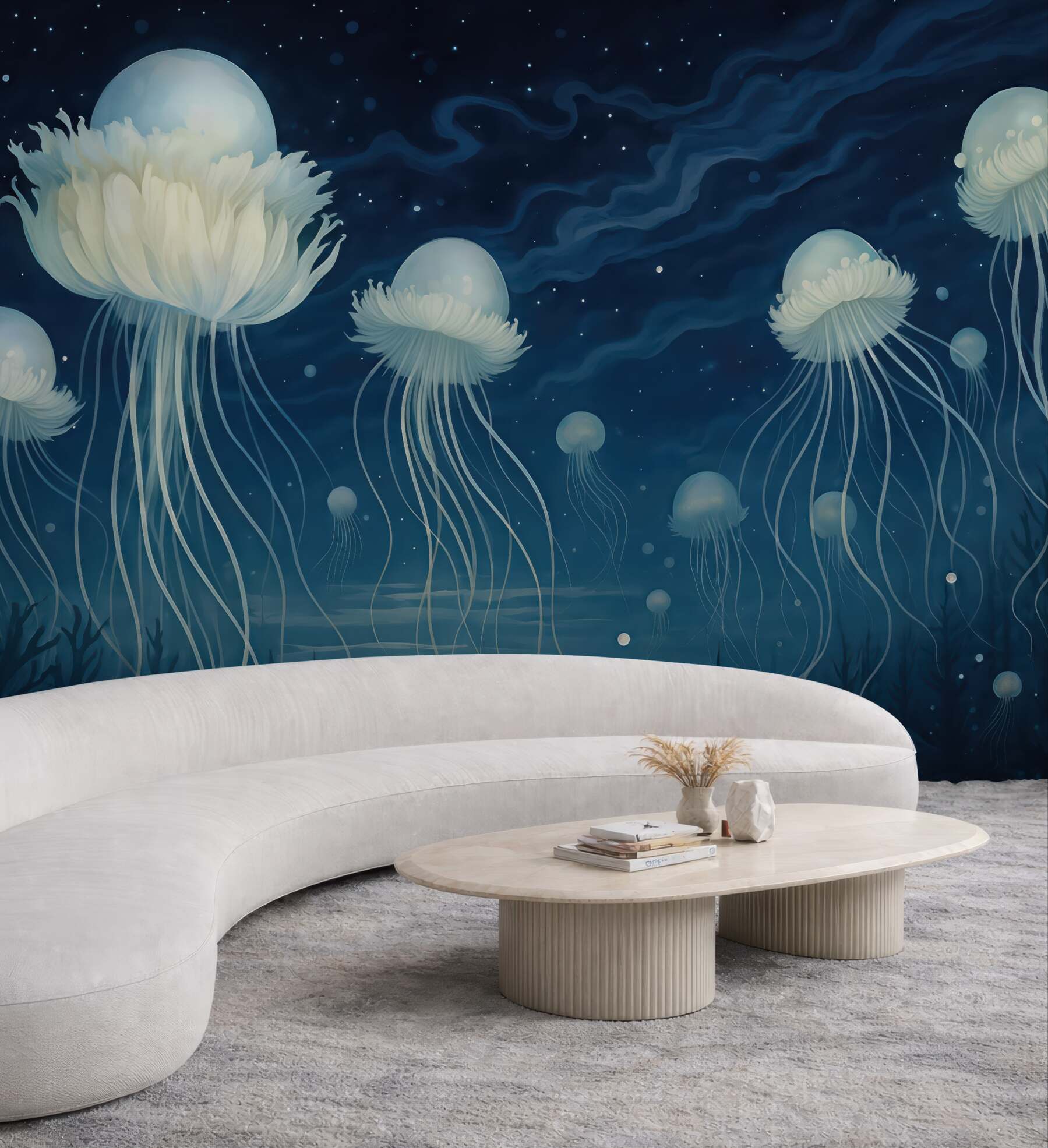 Fototapeta magiczne meduzy w nocnym oceanie