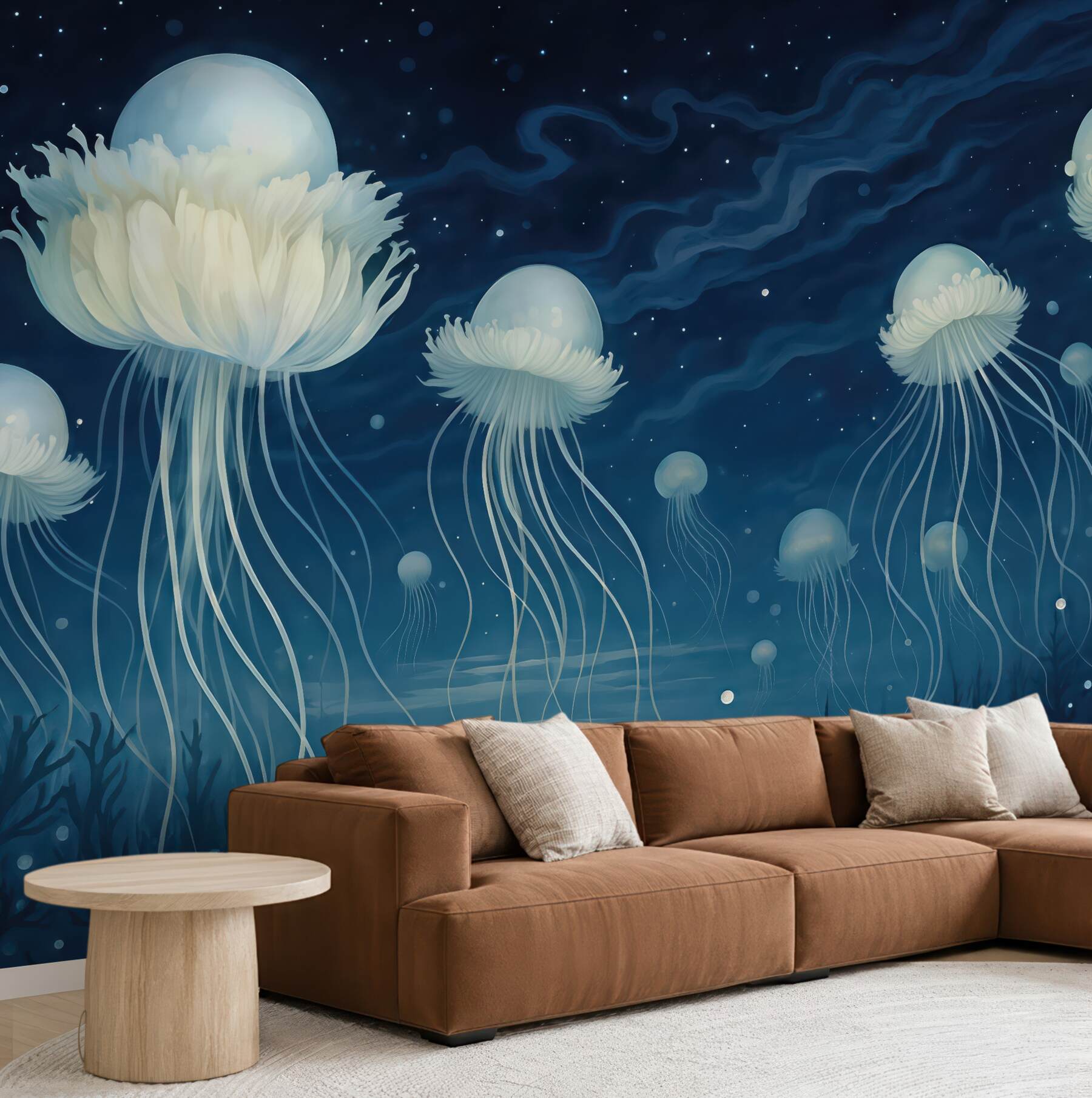 Fototapeta magiczne meduzy w nocnym oceanie