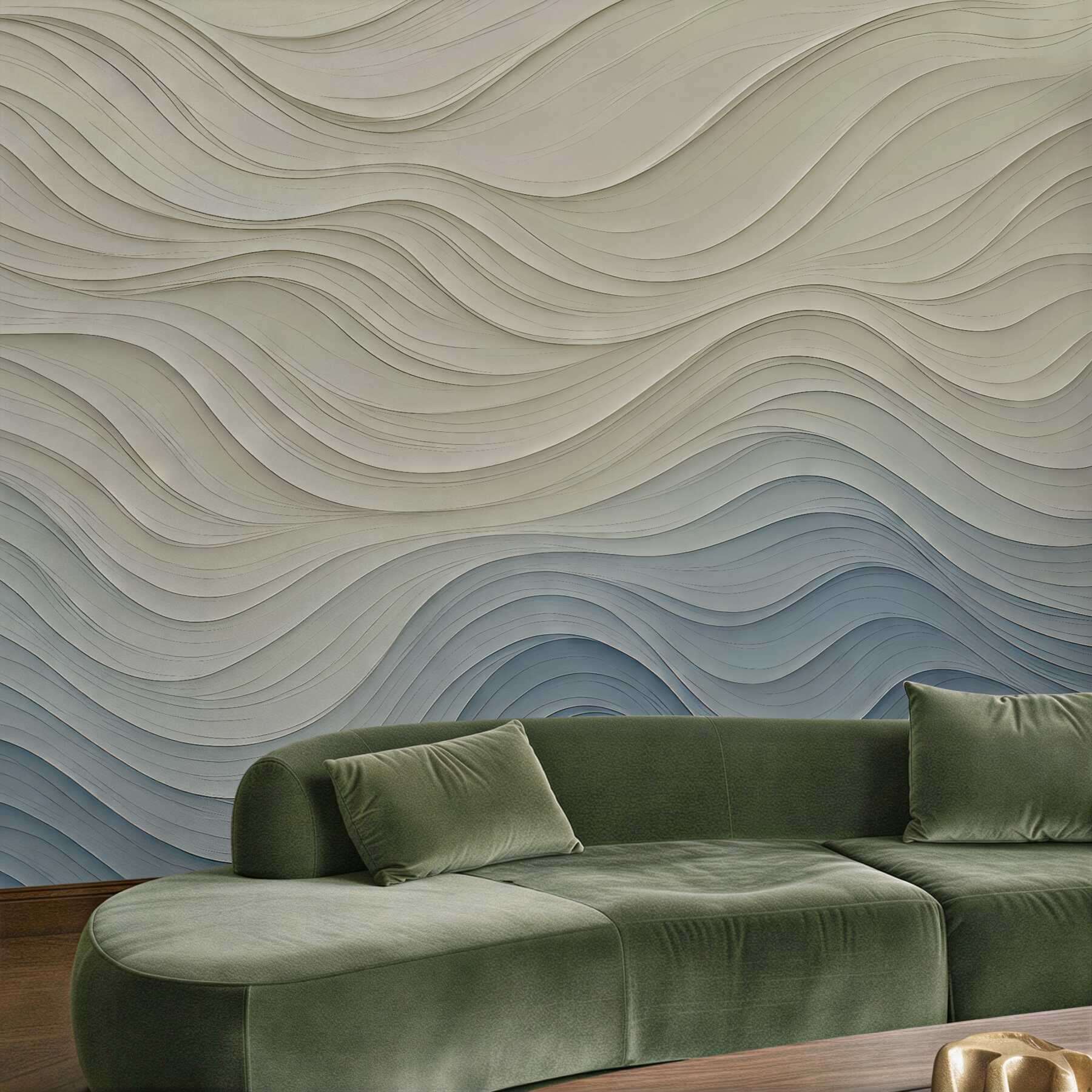 Fototapeta falujące warstwy w beżowo błękitnych tonach