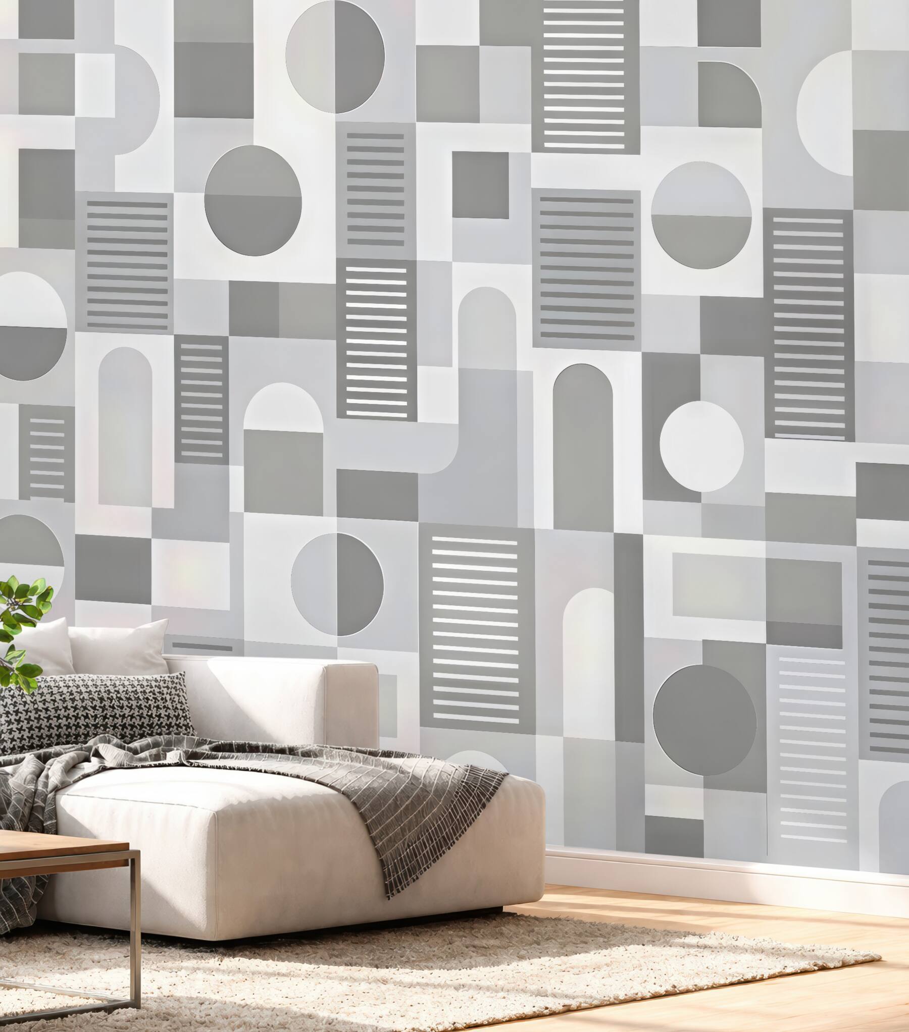 Fototapeta geometryczna mozaika w szarościach minimalistycznych