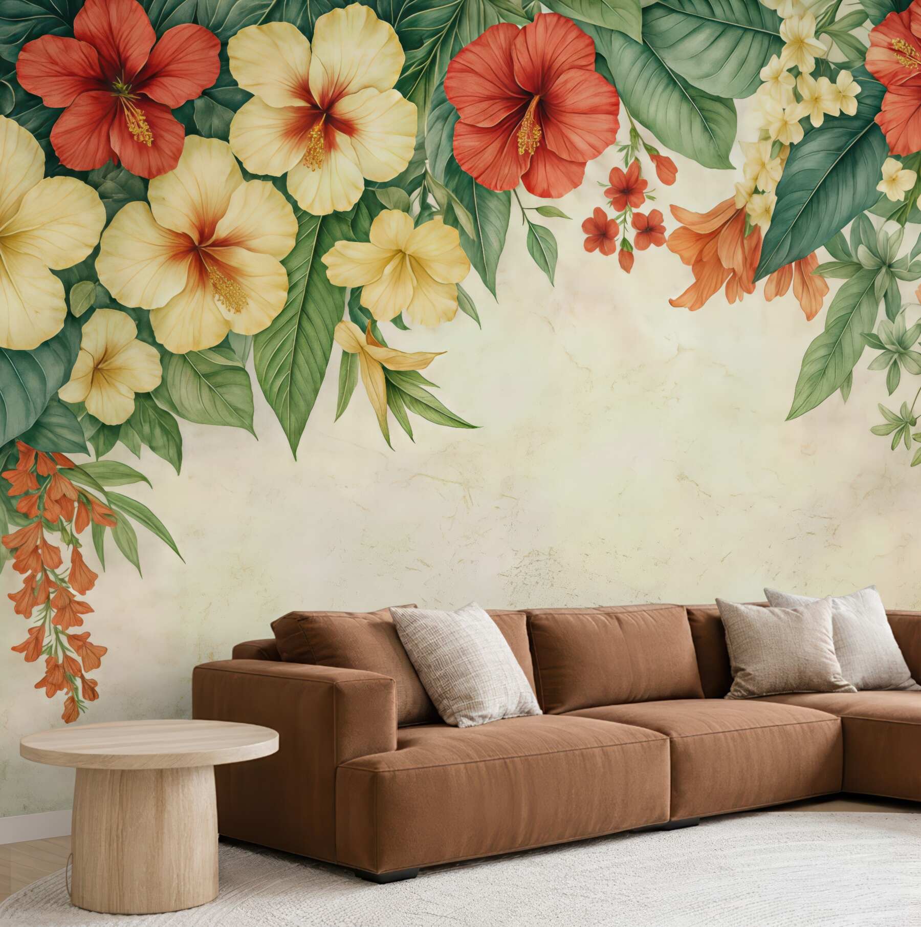 Fototapeta tropikalne hibiskusy w ciepłych barwach
