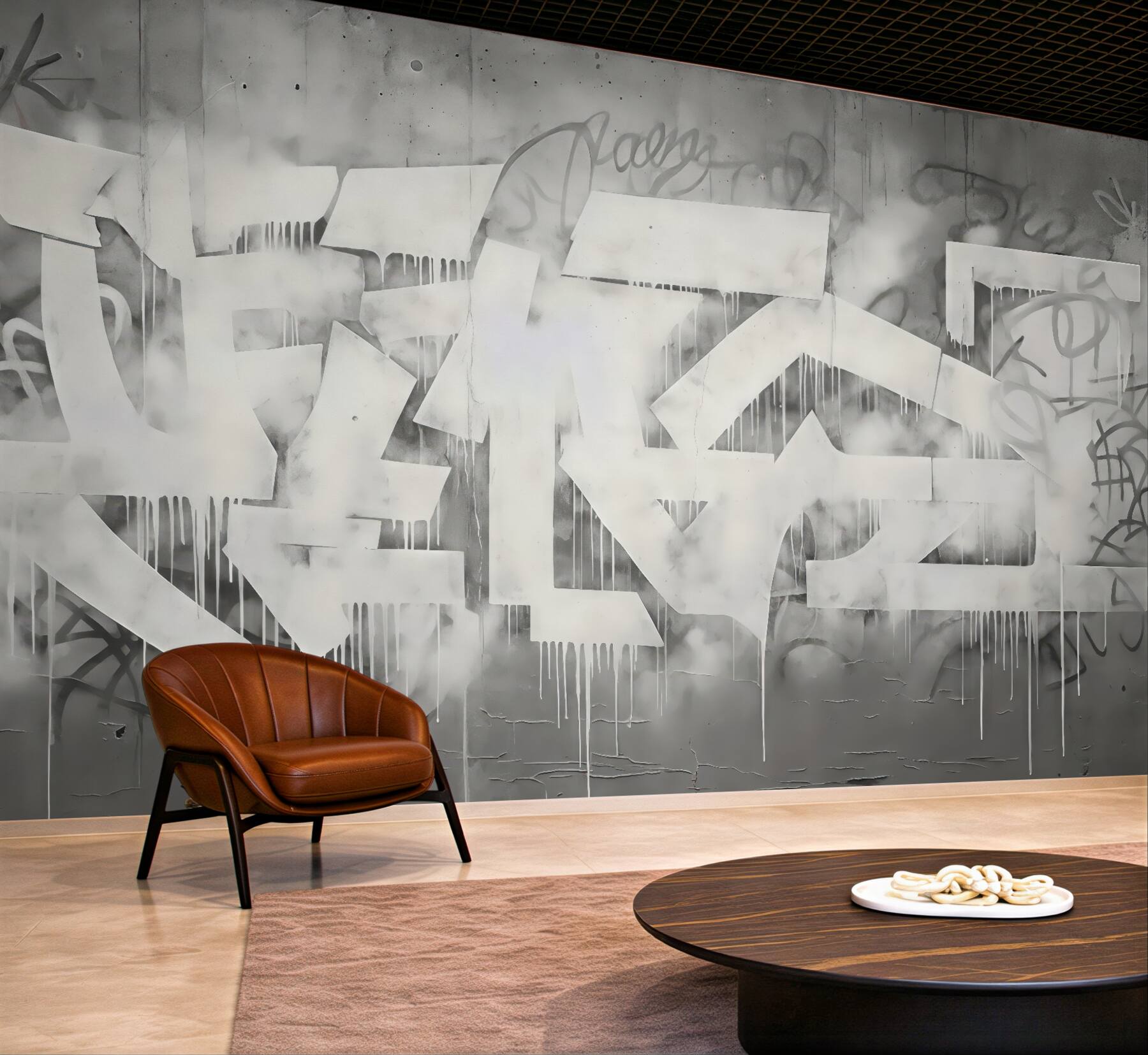 Fototapeta miejski graffiti w szarej mgle