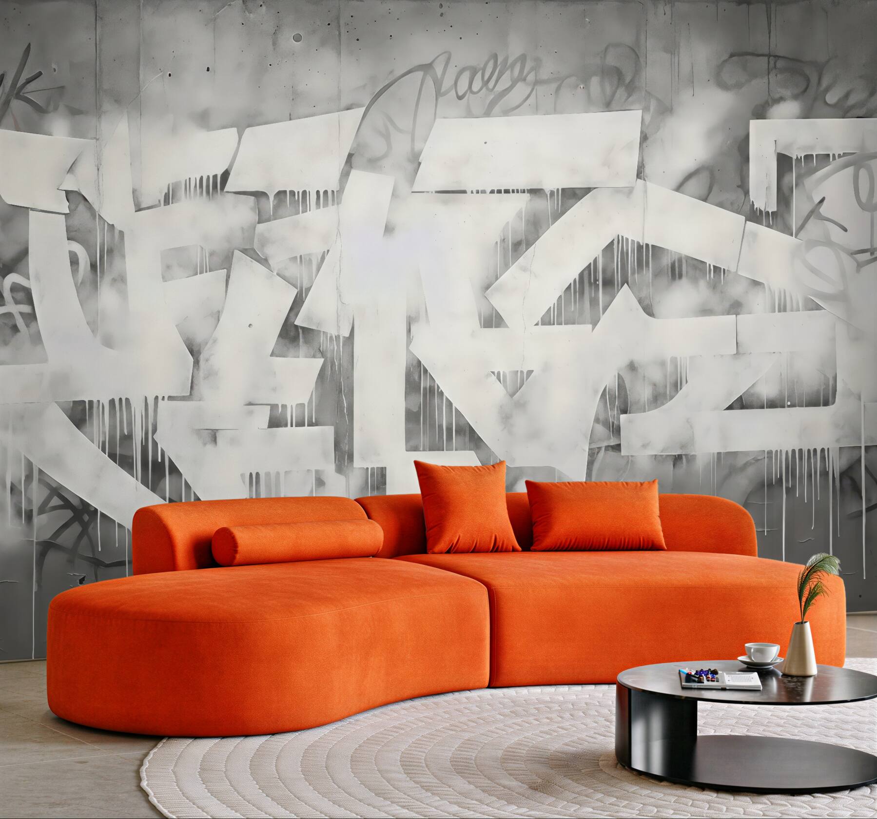 Fototapeta miejski graffiti w szarej mgle