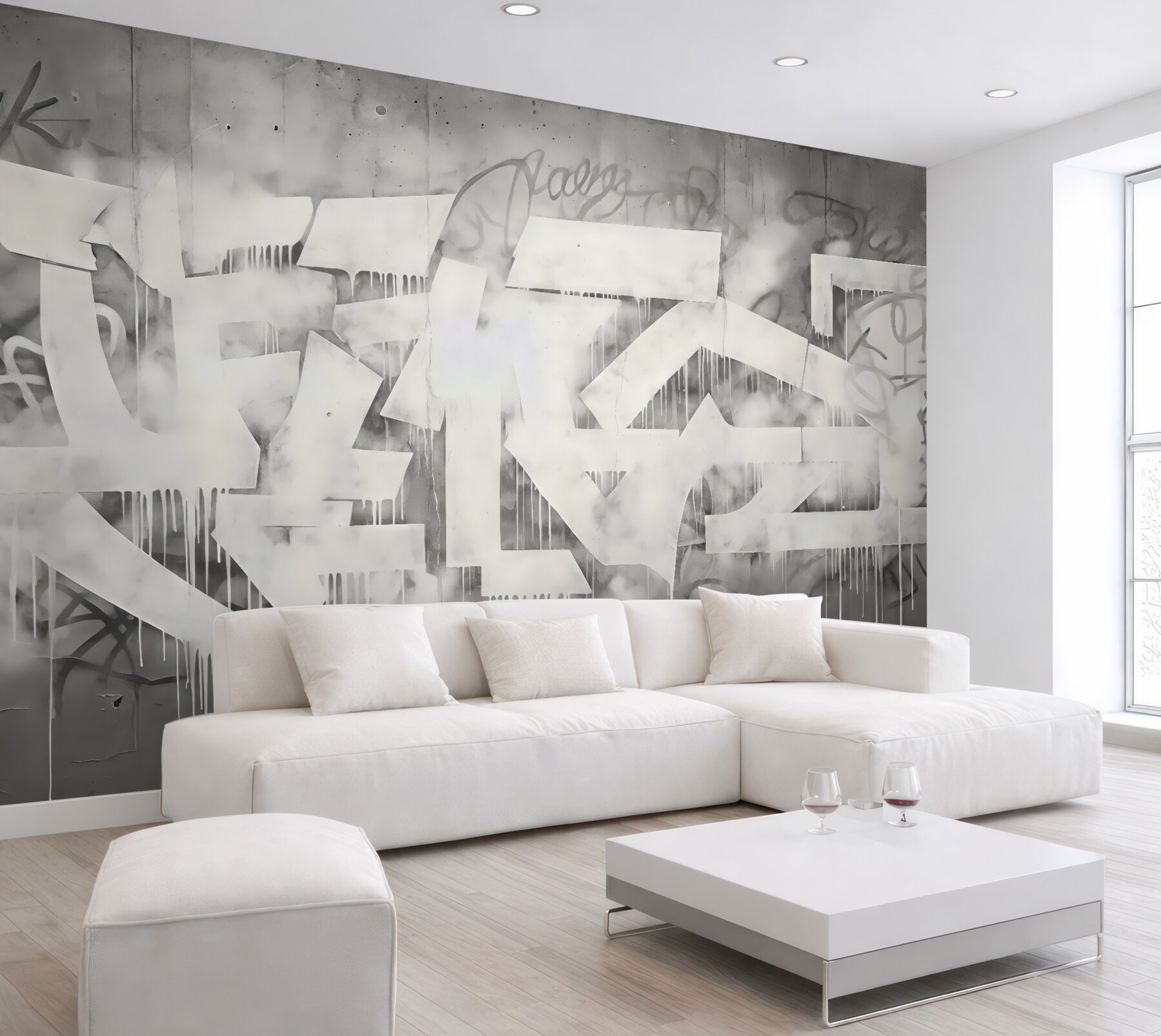 Fototapeta miejski graffiti w szarej mgle