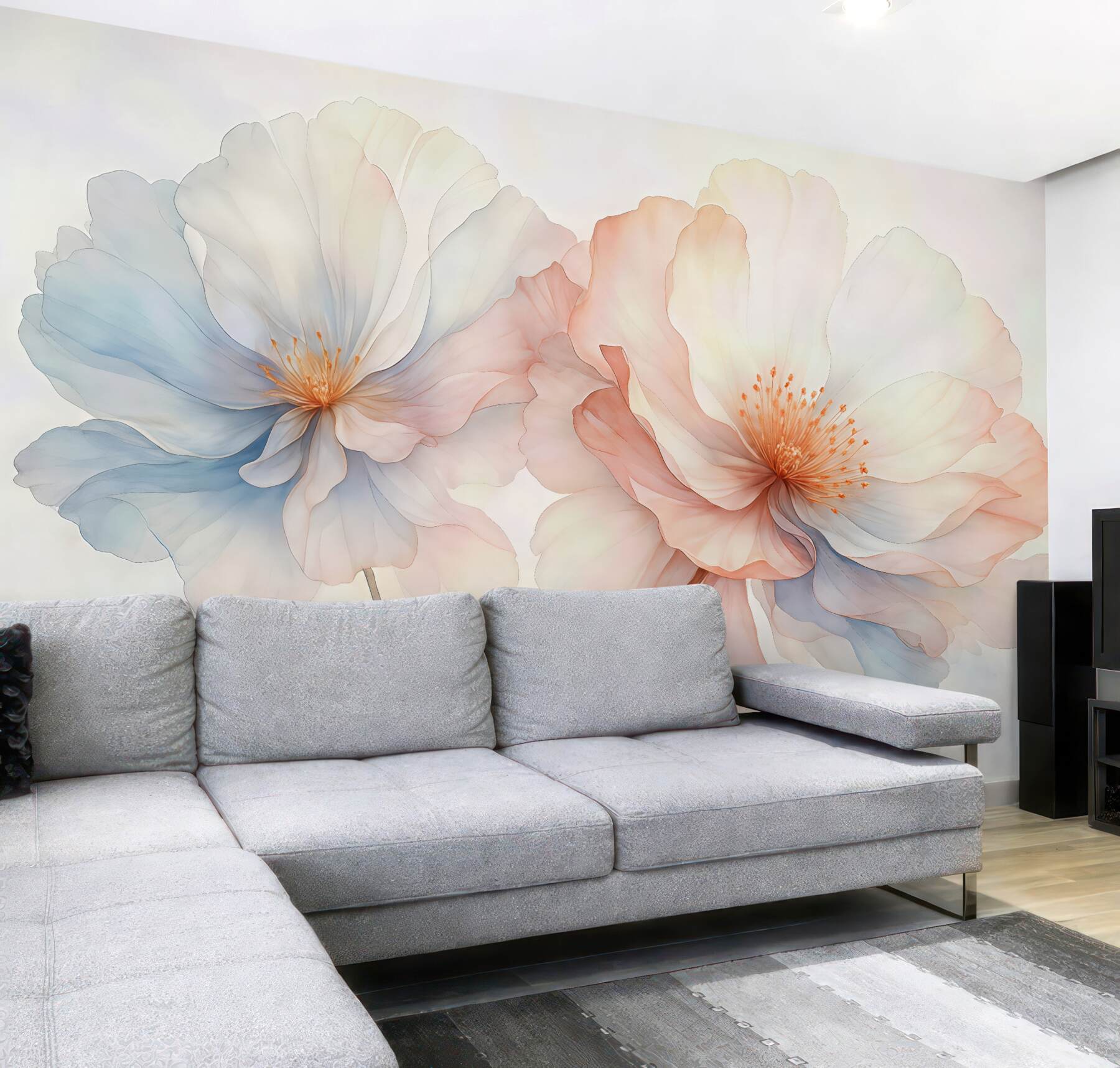 Fototapeta pastelowe kwiaty w delikatnym blasku