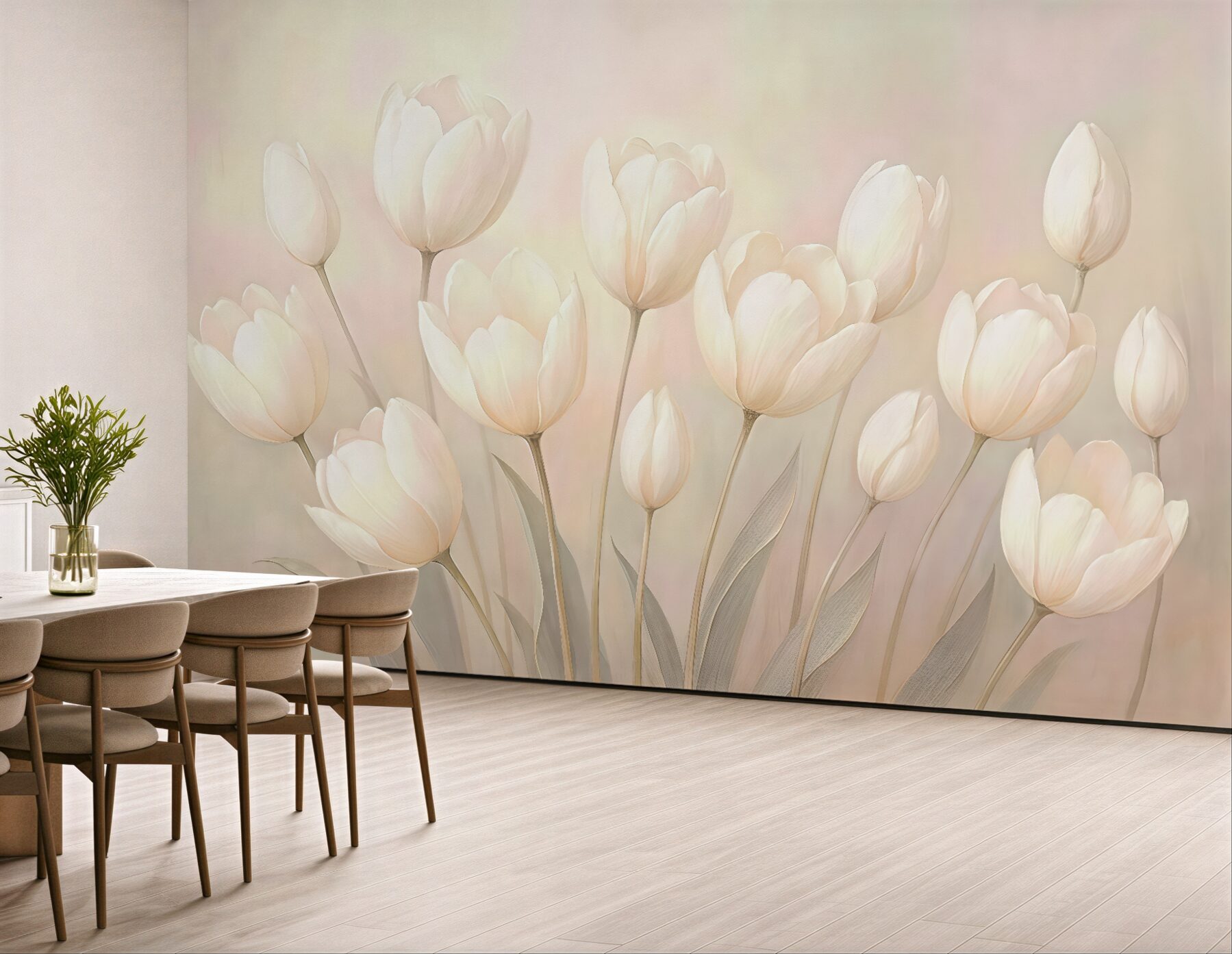 Fototapeta kremowe tulipany w pastelowej poświacie