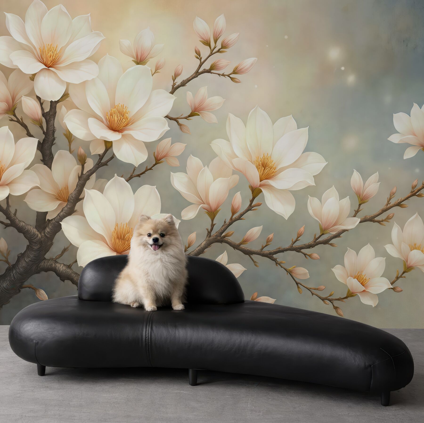Fototapeta kremowe magnolie w złotym blasku