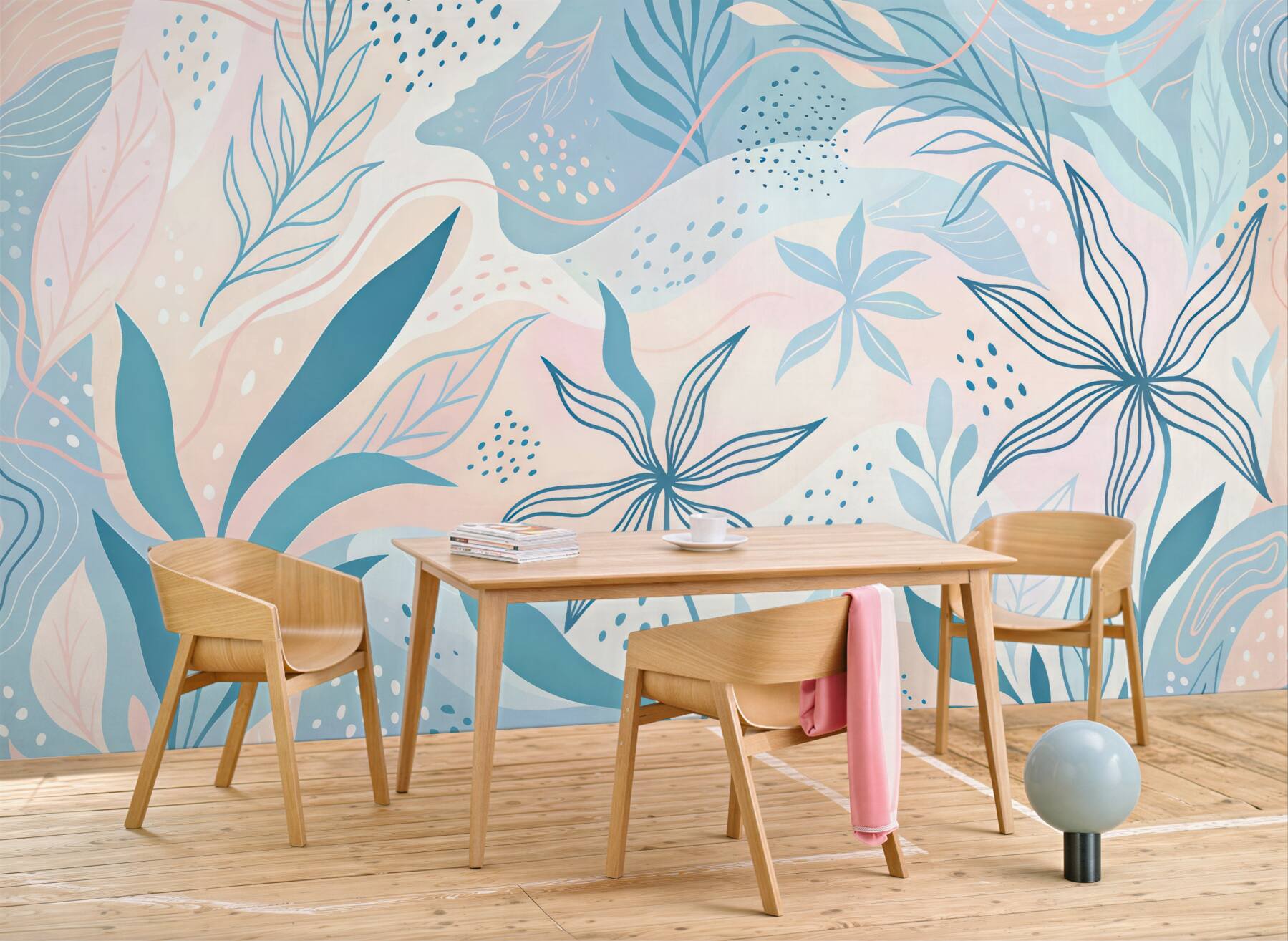 Fototapeta pastelowa abstrakcja z botanicznym motywem