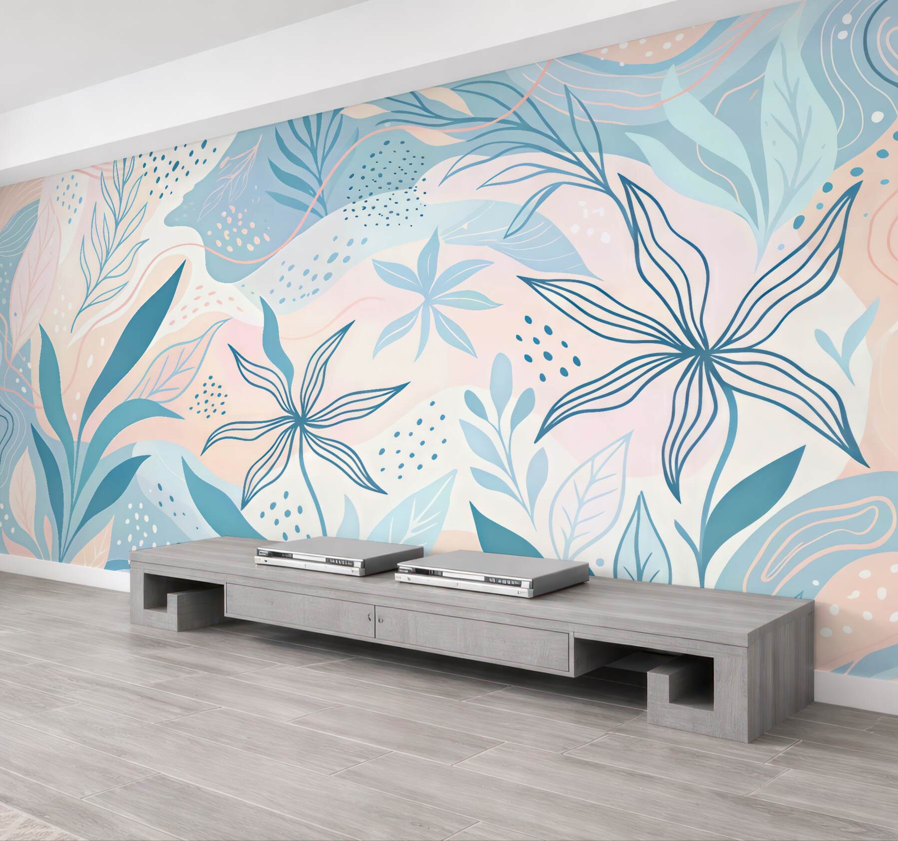 Fototapeta pastelowa abstrakcja z botanicznym motywem