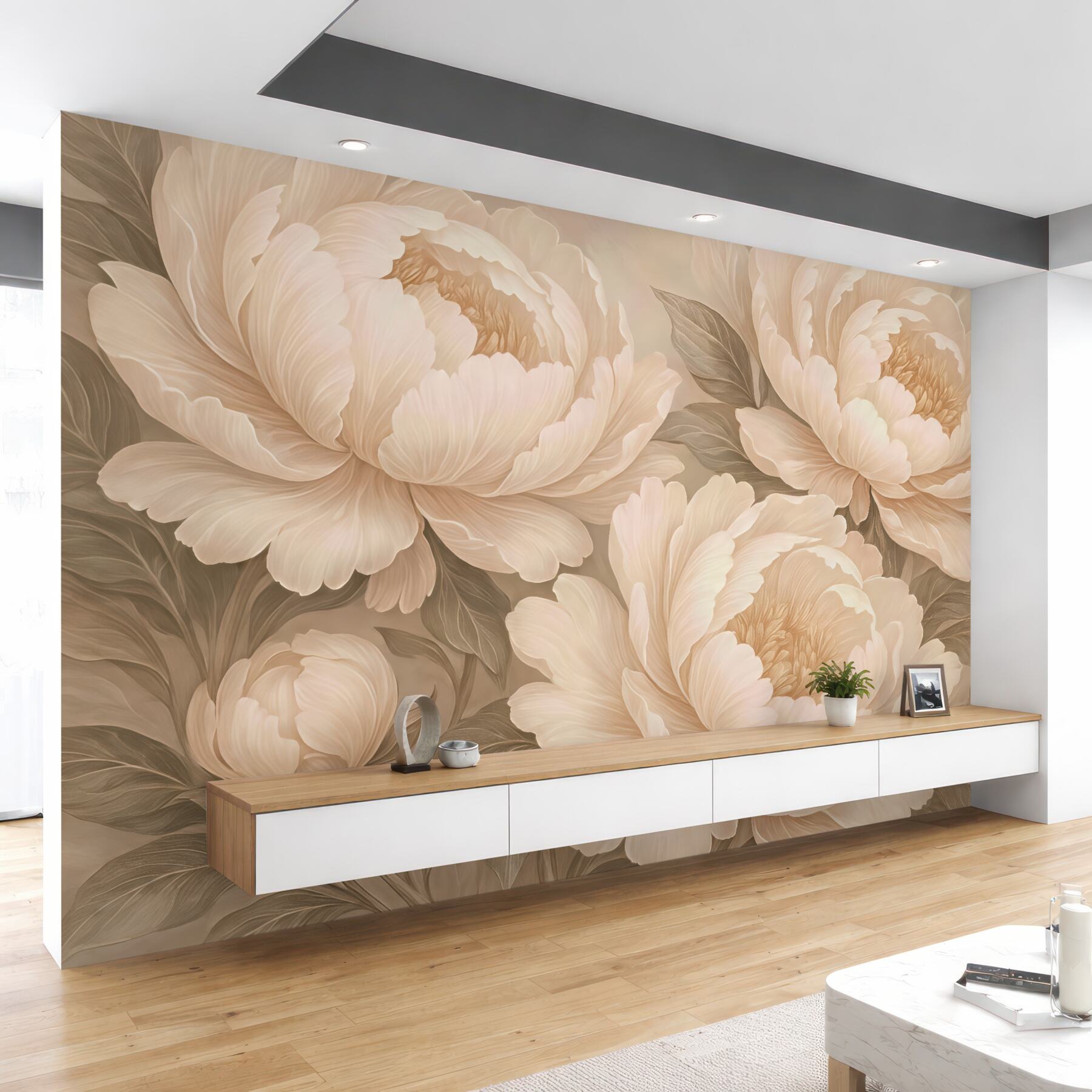 Fototapeta kremowe piwonie w eleganckim stylu