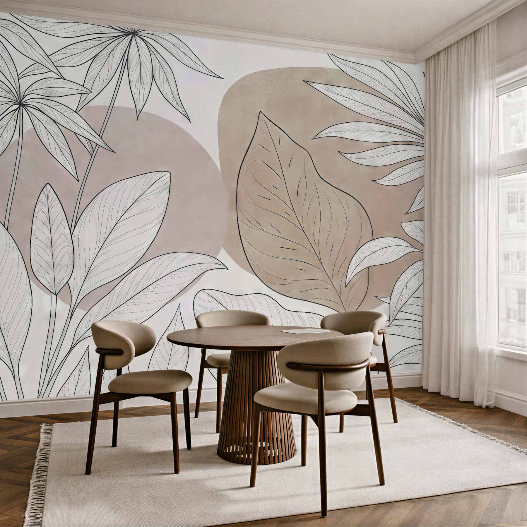 Fototapeta botaniczny rysunek liści w pastelach