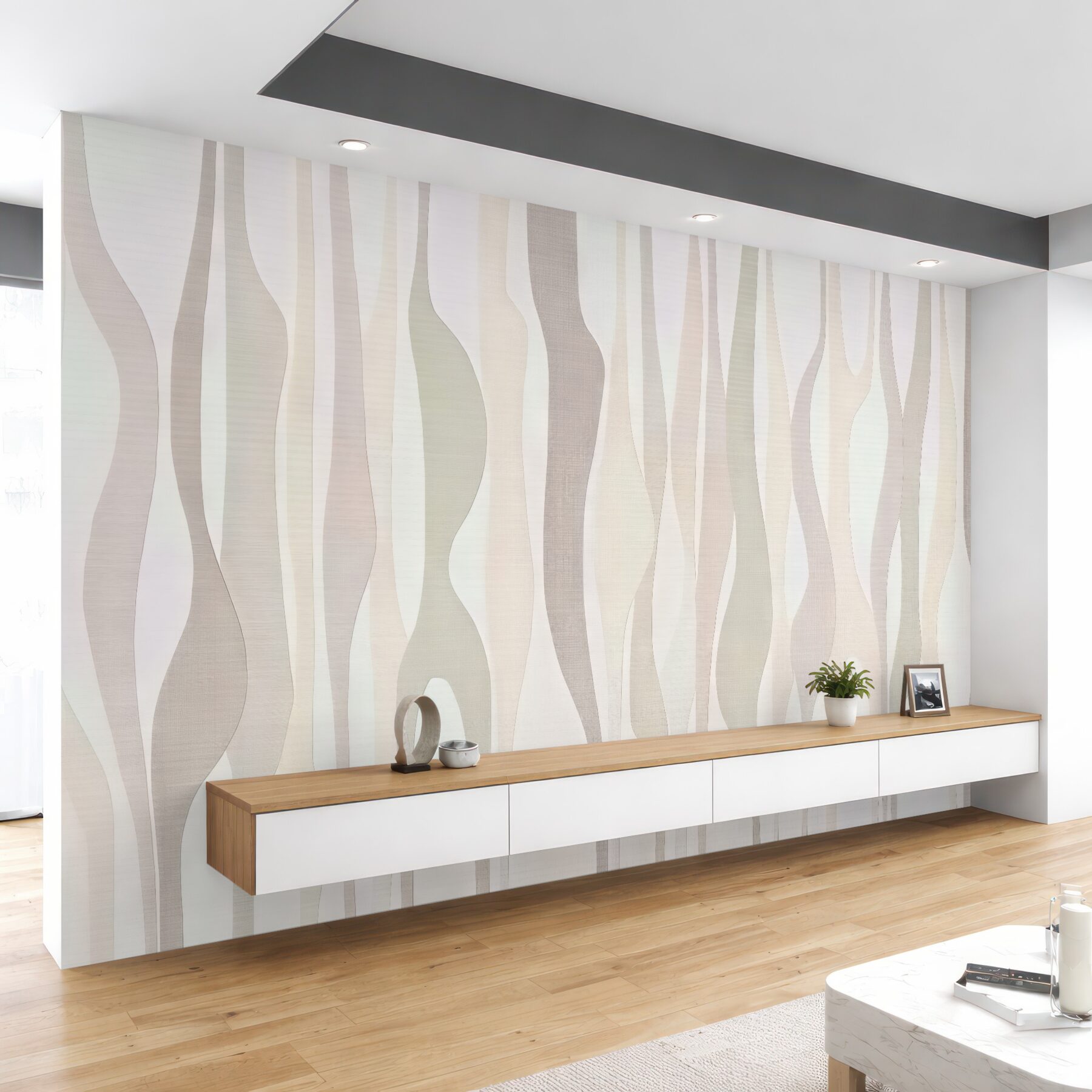 Fototapeta subtelne falujące linie w beżu