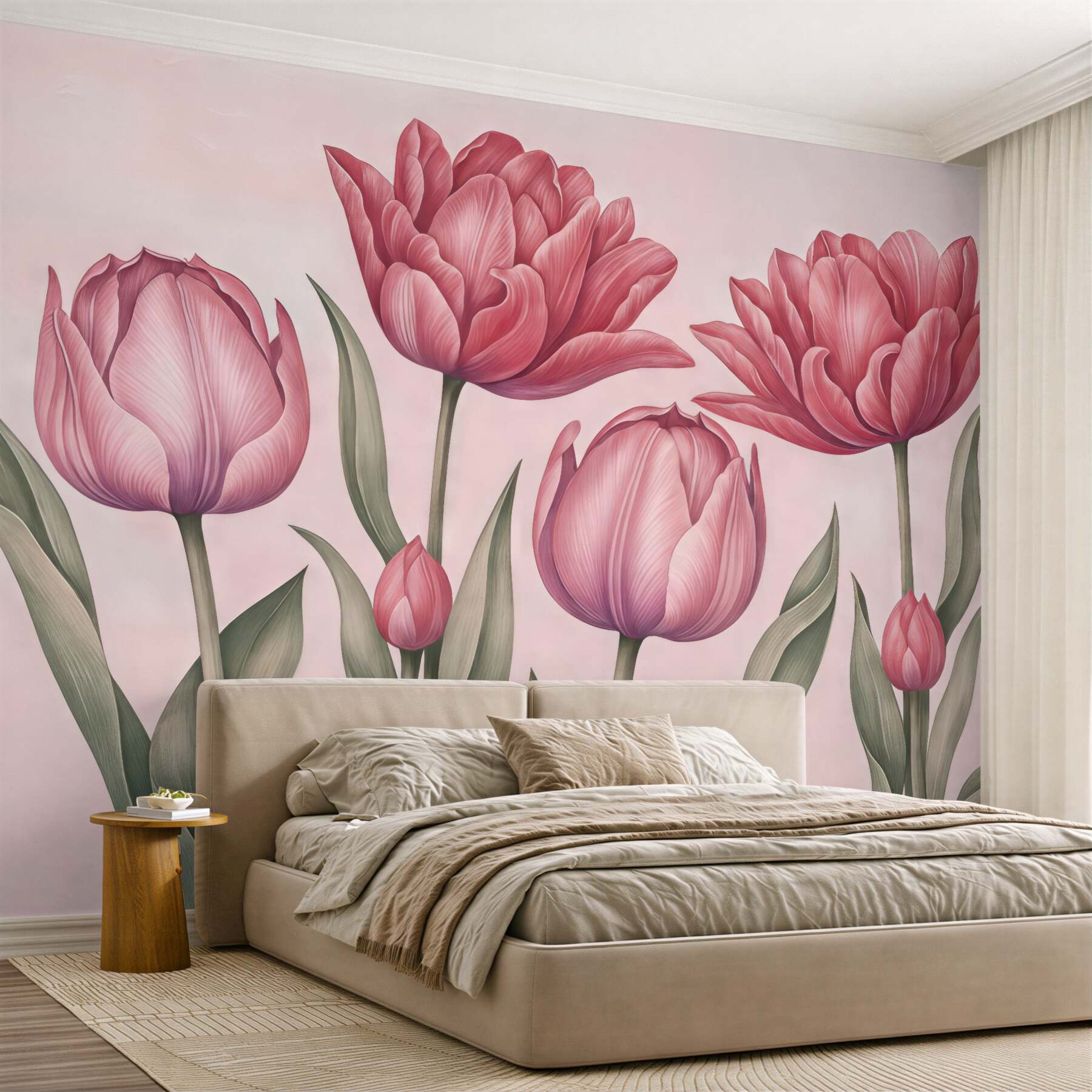 Fototapeta różowe tulipany w delikatnym rozkwicie