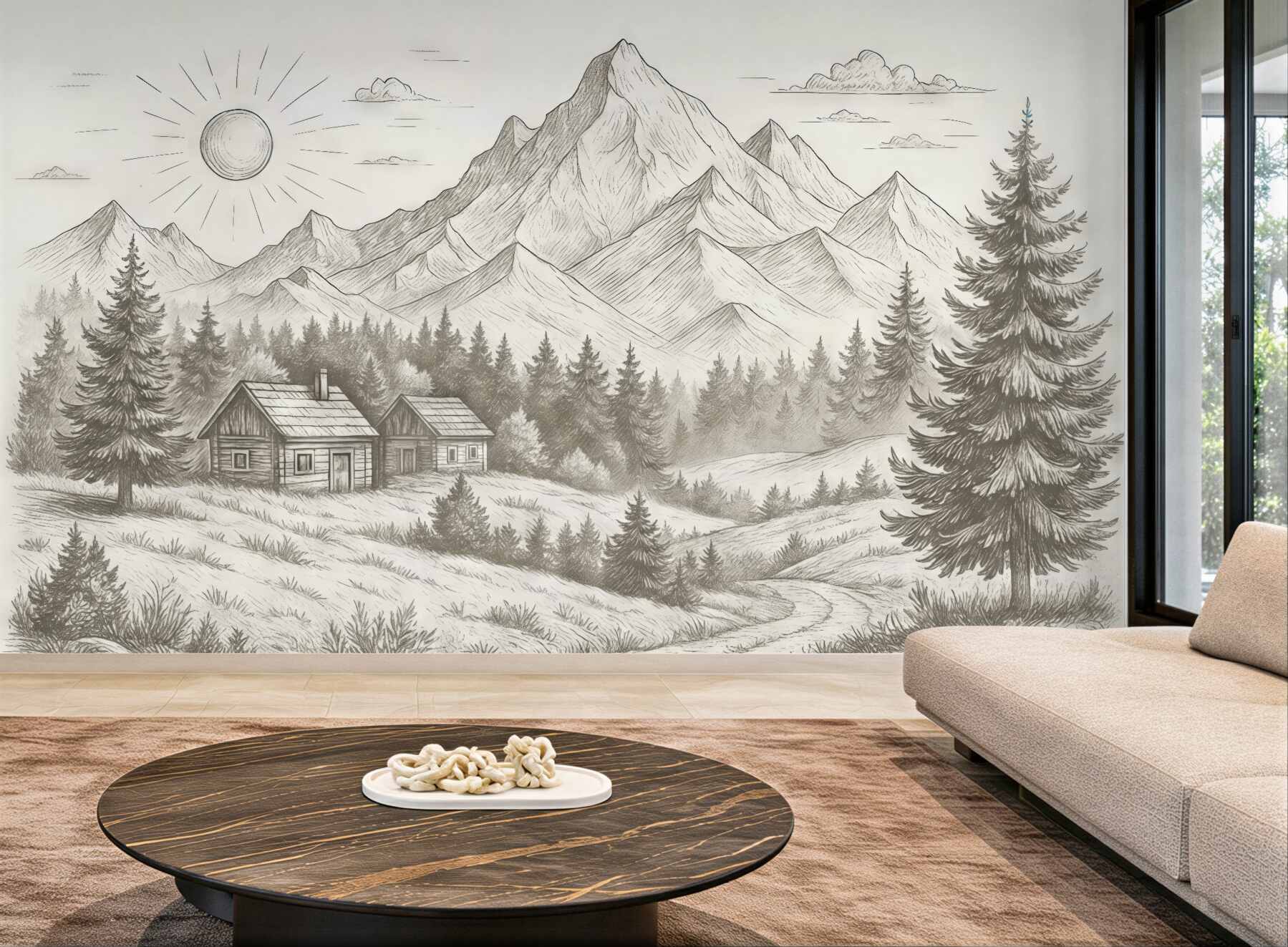 Fototapeta leśne chaty w górskiej dolinie